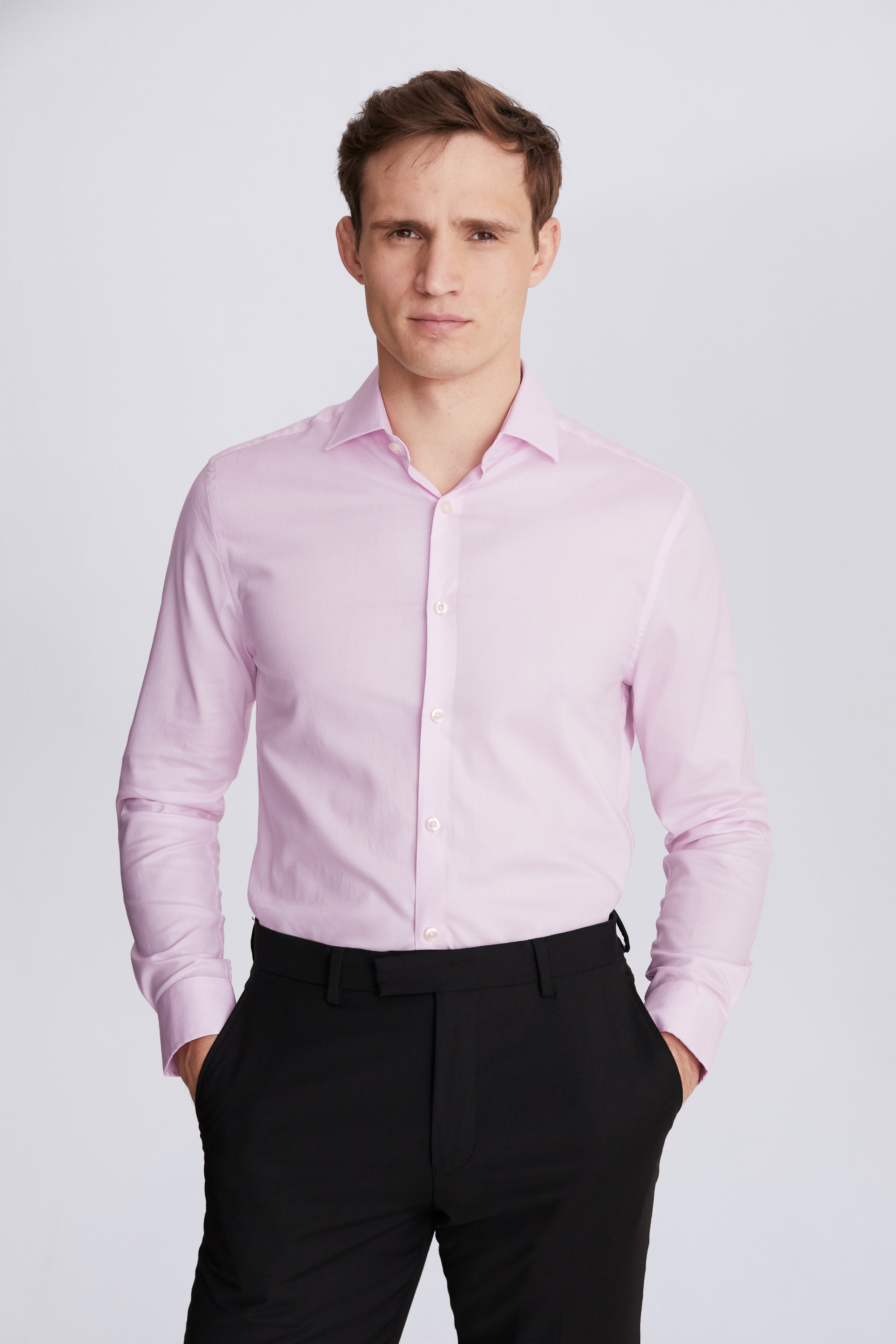 Slim Fit Pink Dobby Stretch Shirt | Buy Online at Moss