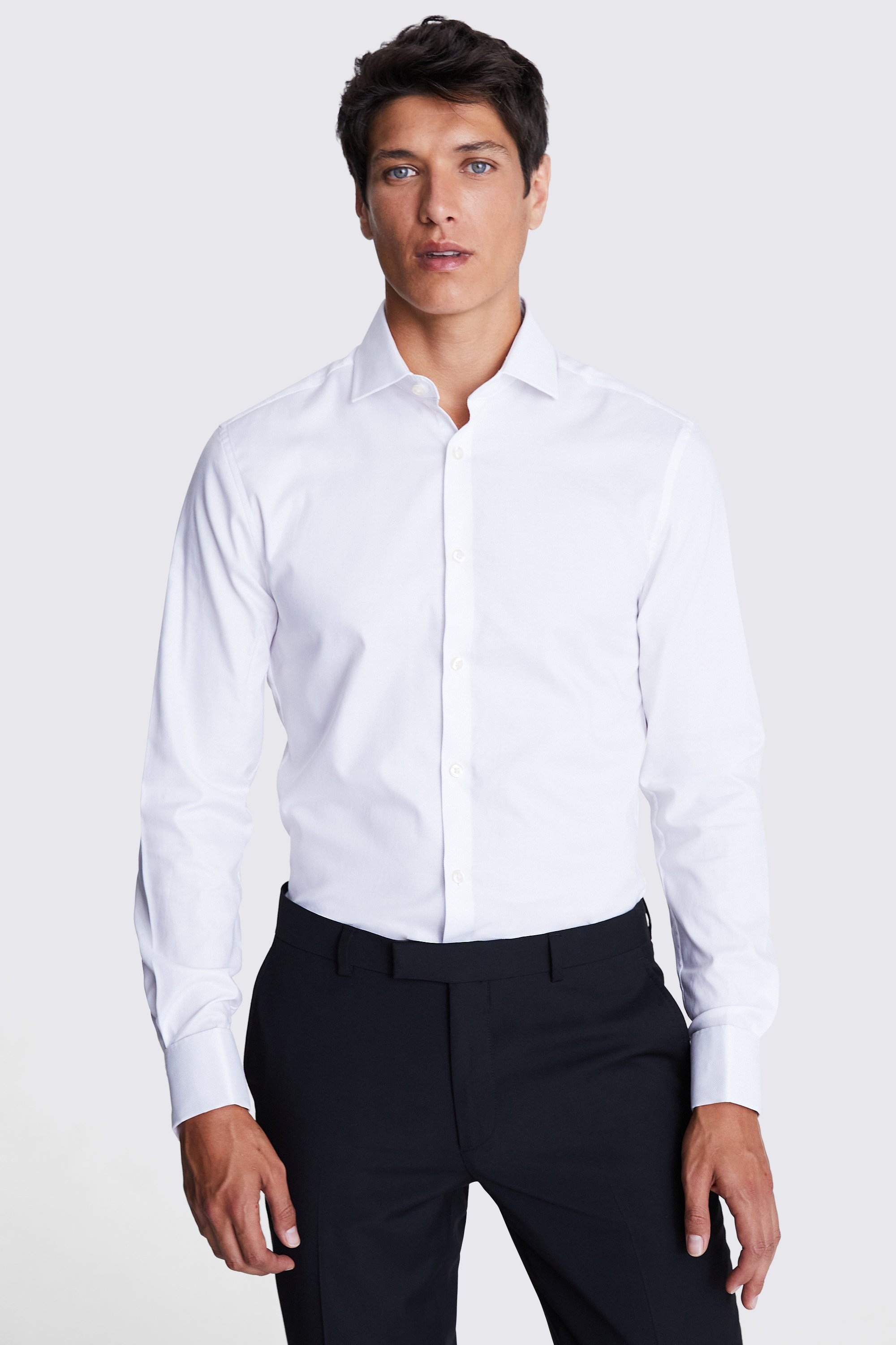 Slim Fit White Dobby Stretch Shirt | Buy Online at Moss
