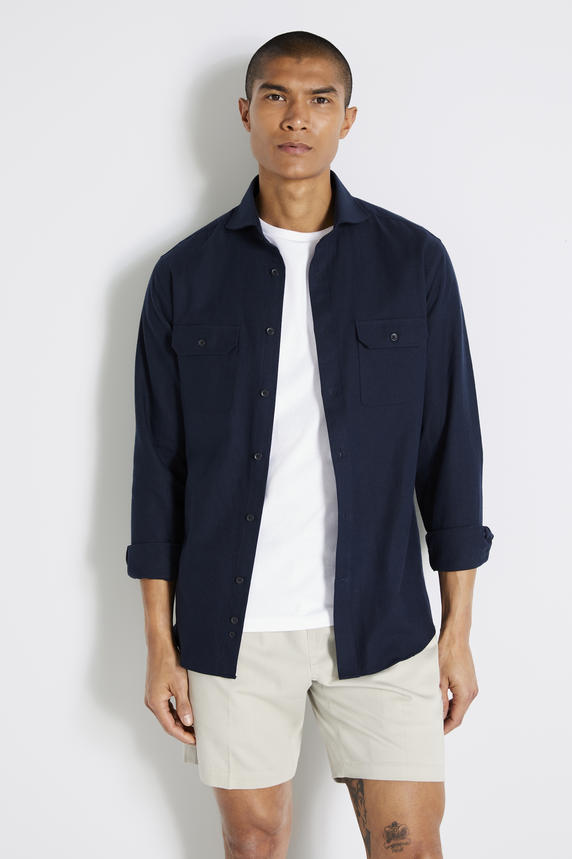 Tailored Fit Navy Overshirt