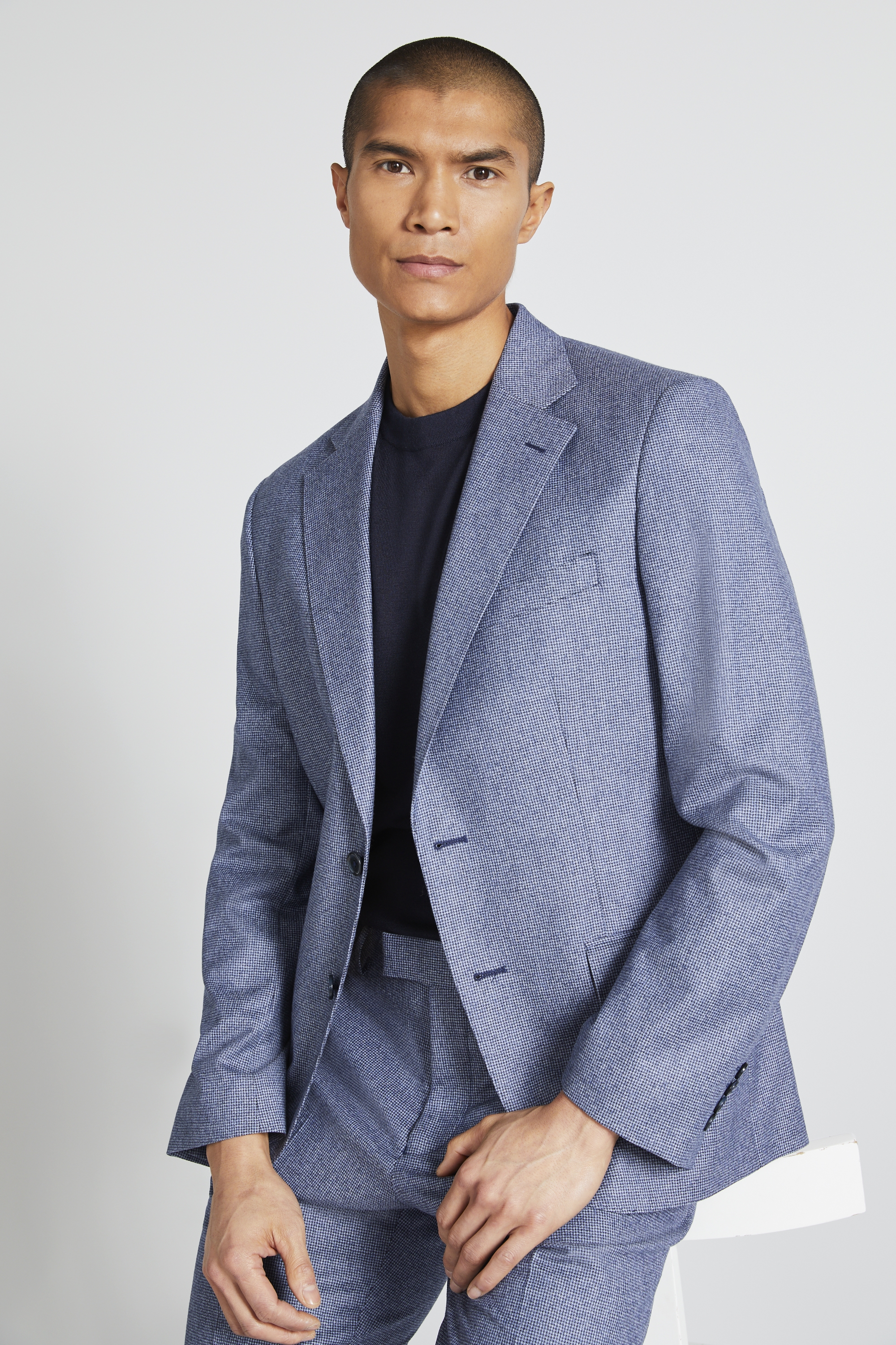 Tailored Fit Blue Puppytooth Jacket | Buy Online at Moss