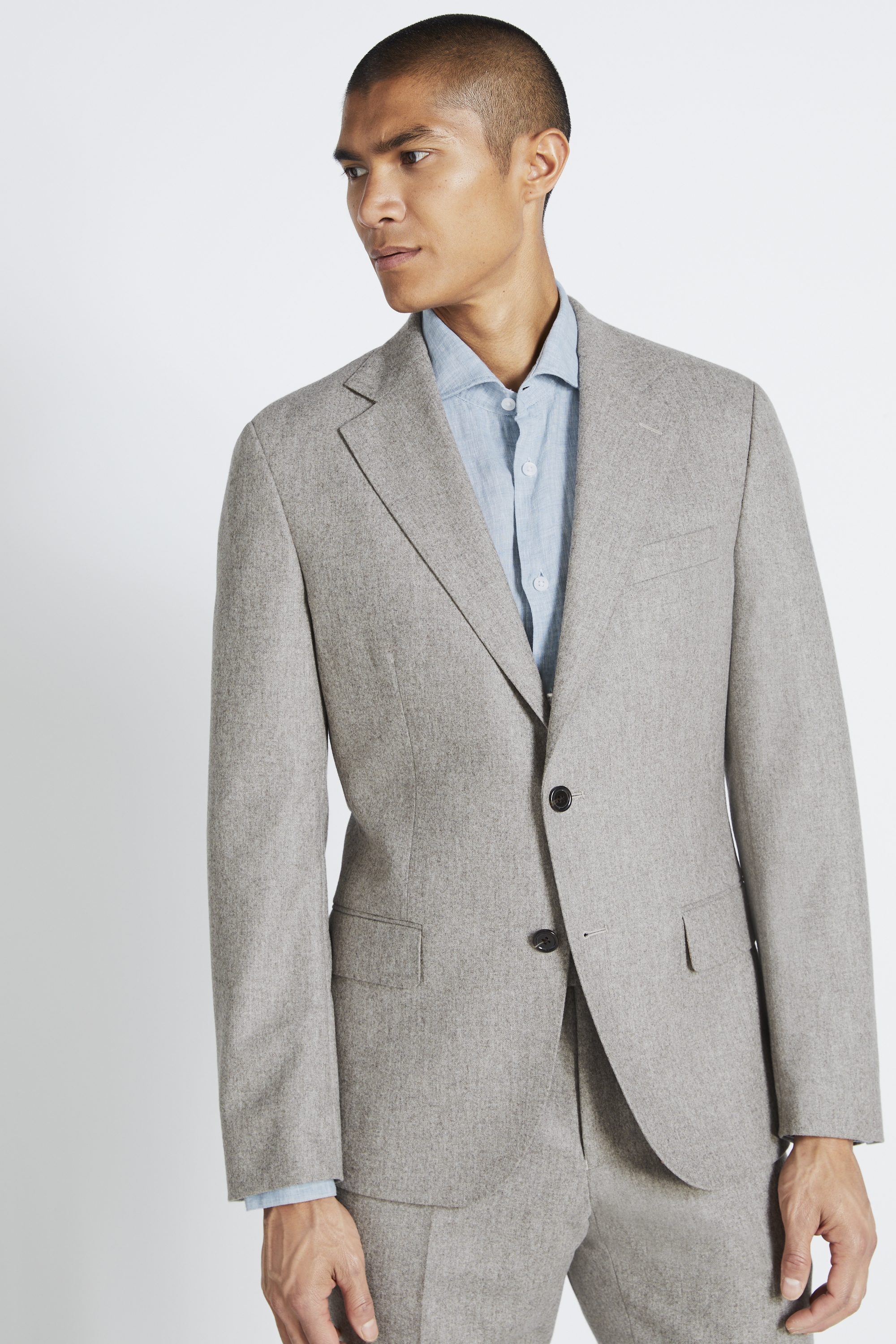 Italian Tailored Fit Taupe Flannel Jacket | Buy Online at Moss