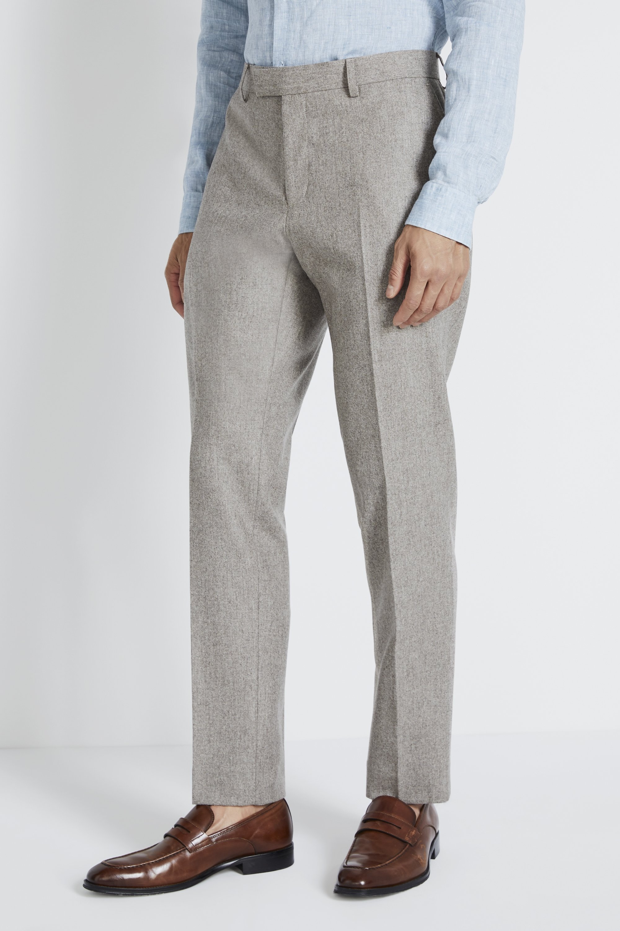 Flannel Trousers  Grey Herringbone
