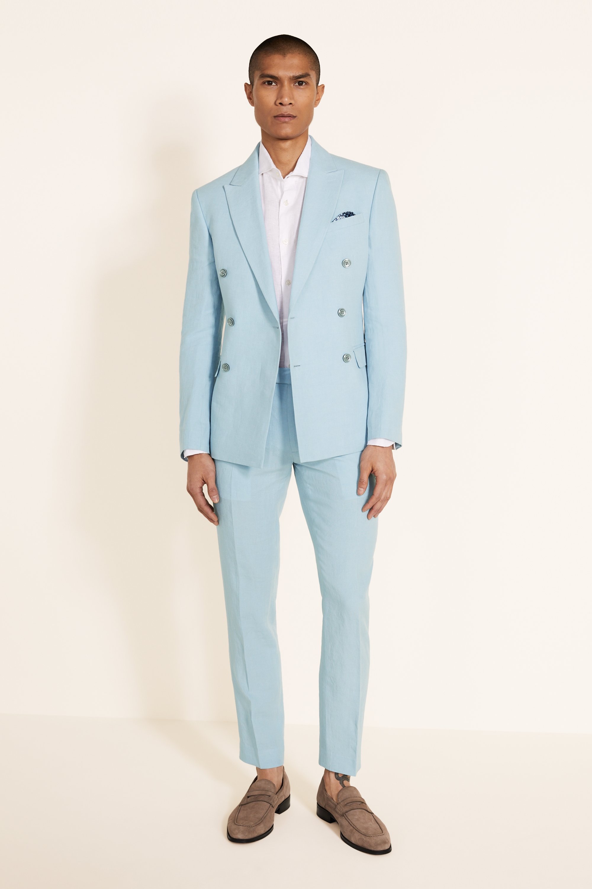 Slim Fit Light Blue Linen Jacket Buy Online at Moss