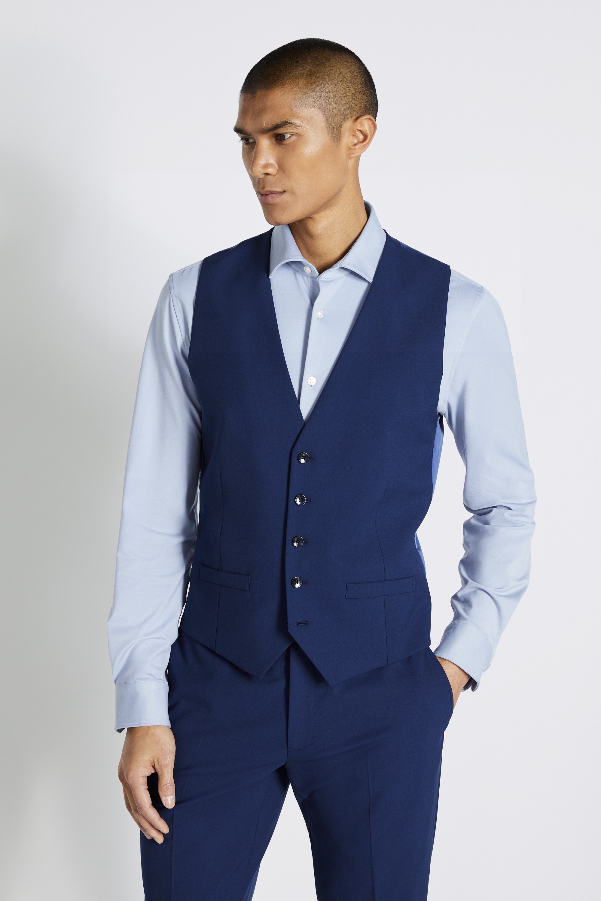 Slim Fit Bright Blue Waistcoat | Buy Online at Moss