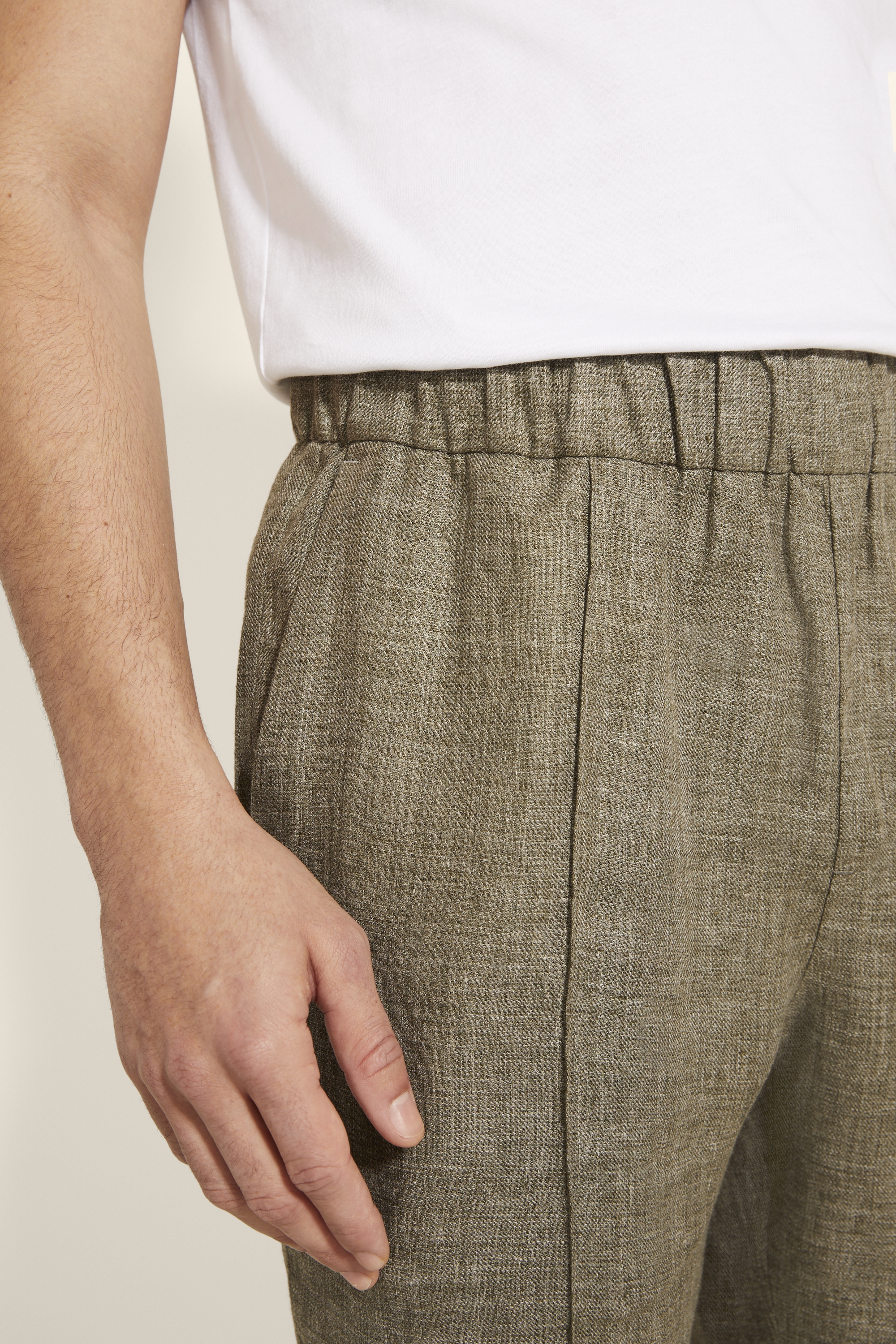 Sage Linen Drawstring Trousers | Buy Online at Moss