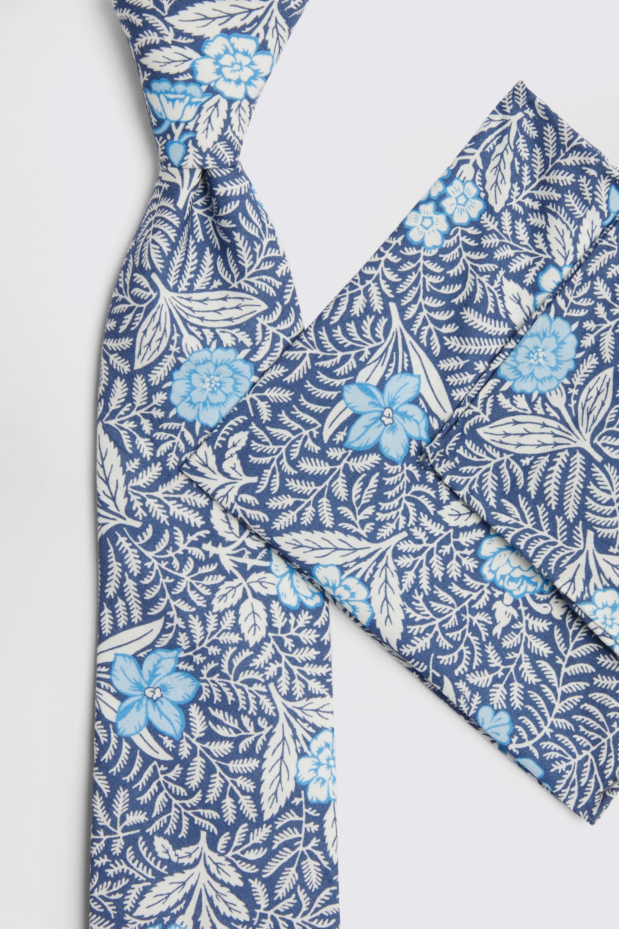 Blue Floral Tie Made with Liberty Fabric