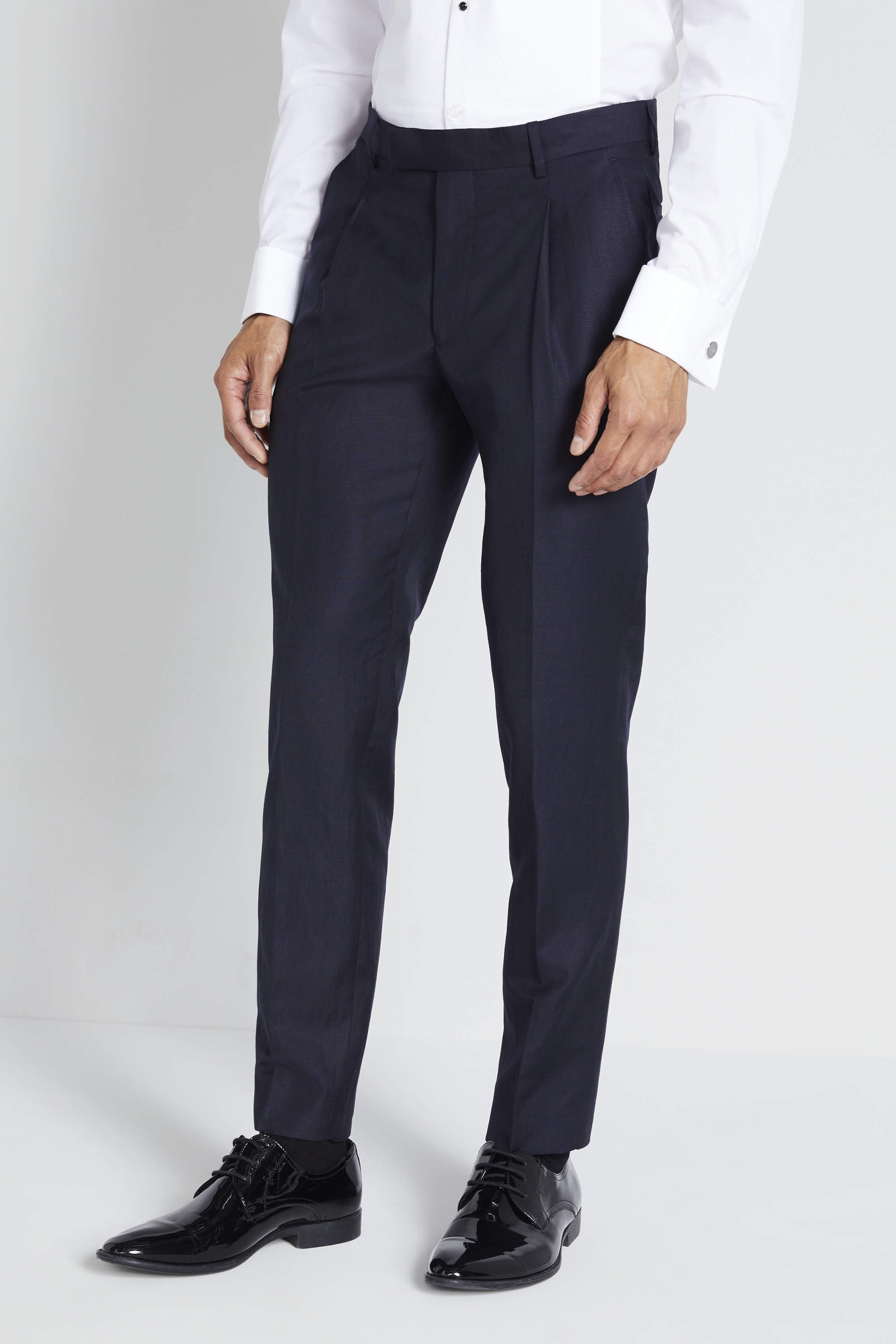 Slim Fit Navy Slub Trouser