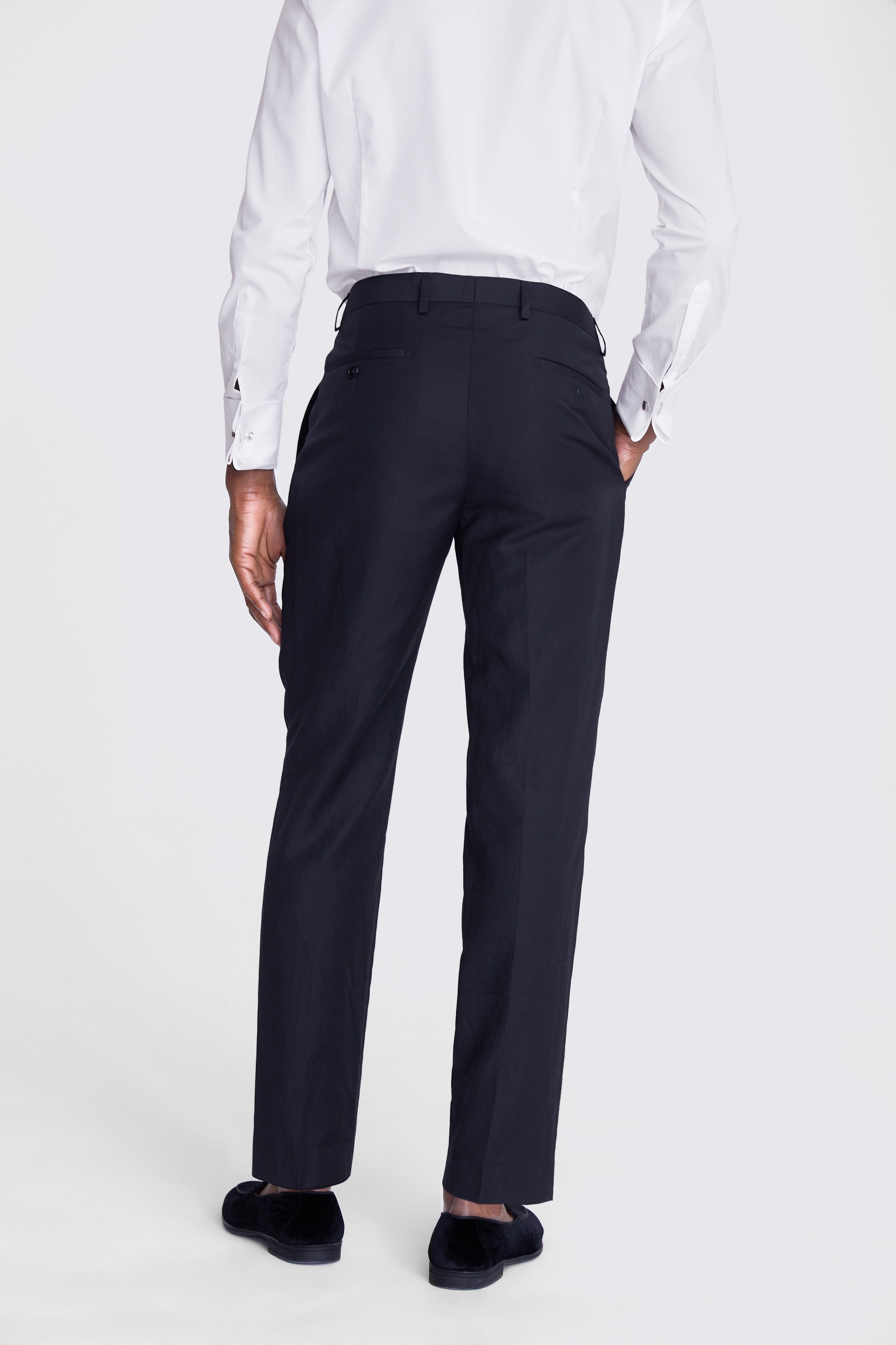 Slim Fit Navy Slub Trousers | Buy Online at Moss