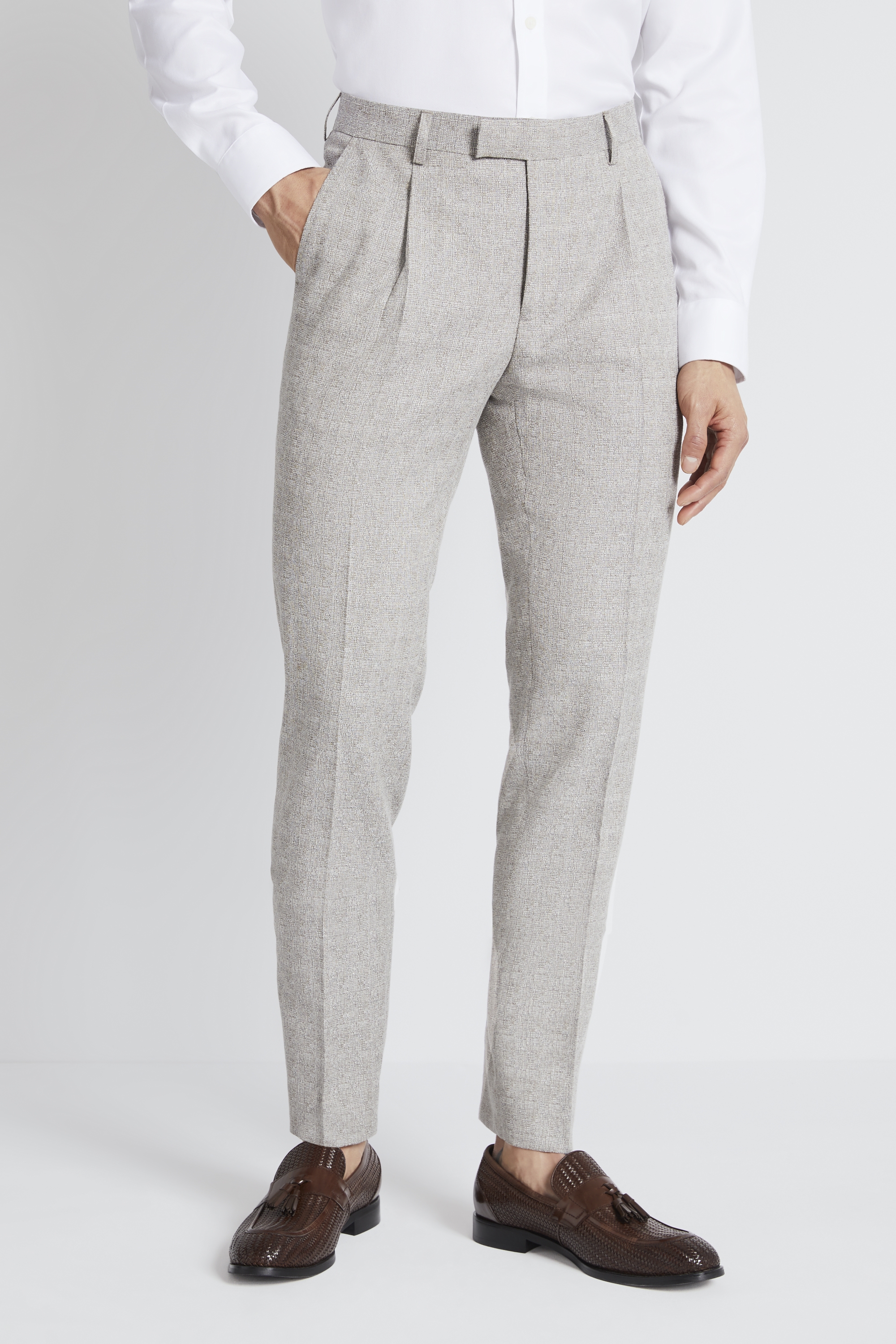 Slim Fit Neutral Texture Trouser | Buy Online at Moss