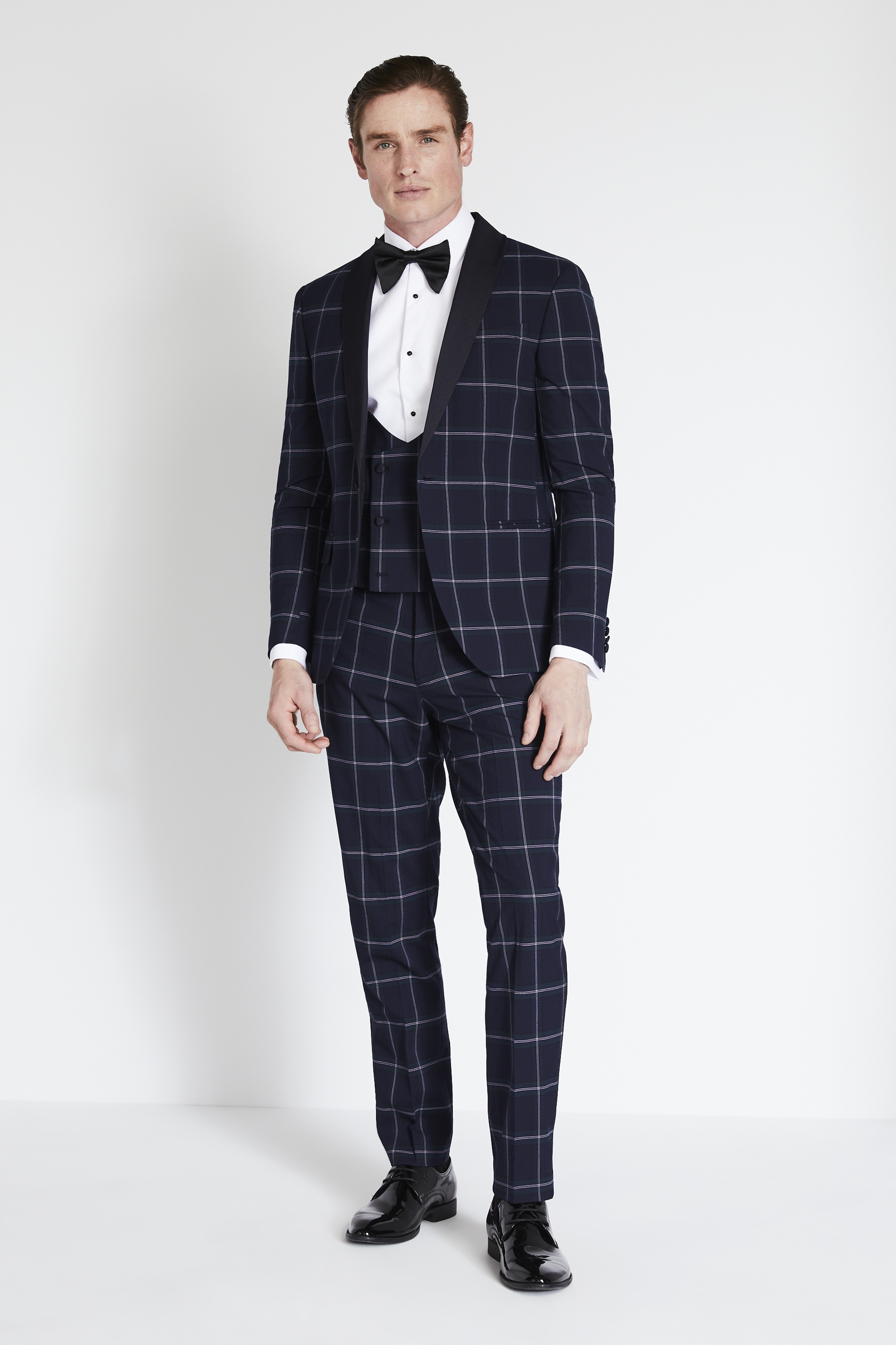 moss bros tartan suit