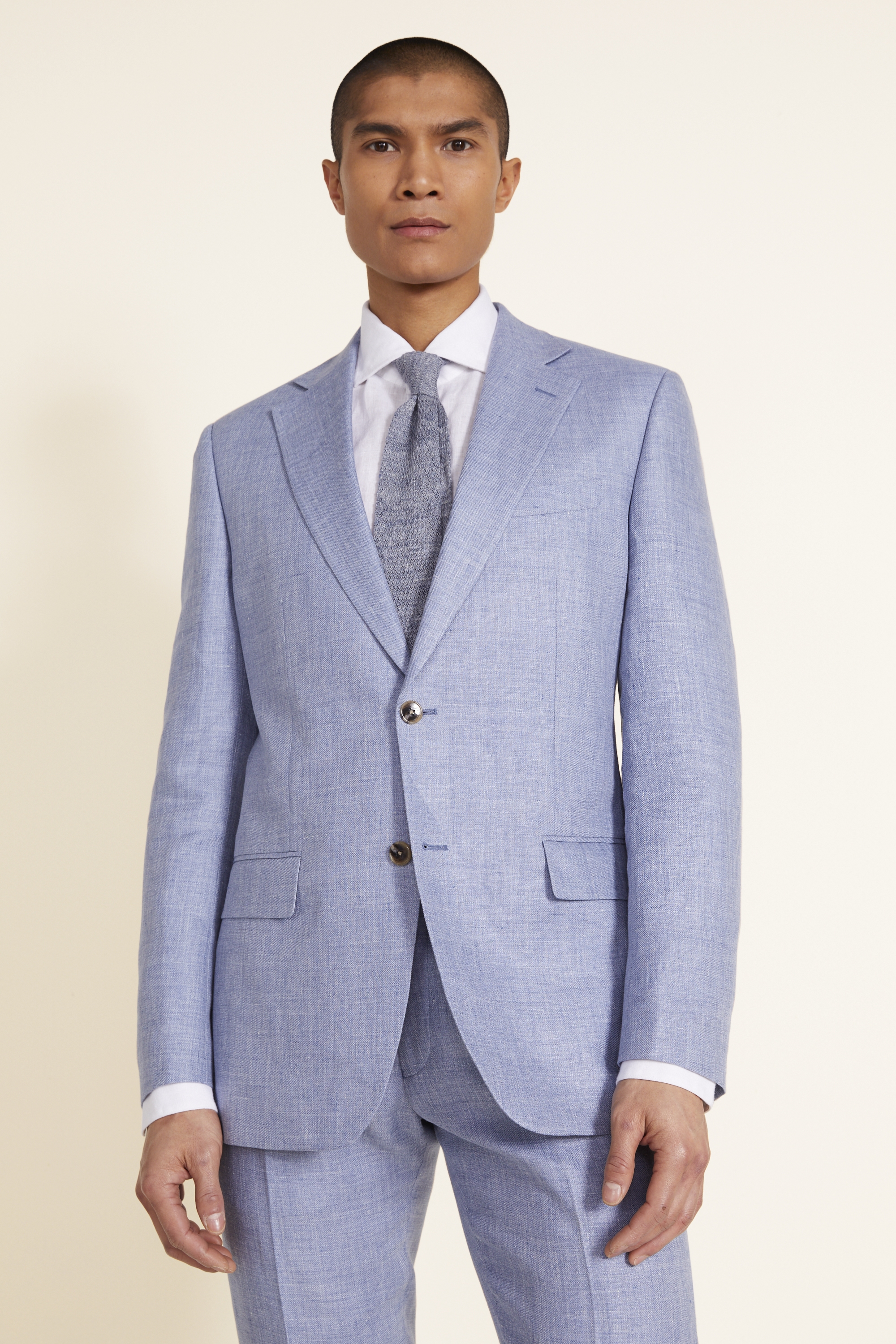 Tailored Fit Dusty Blue Linen Suit