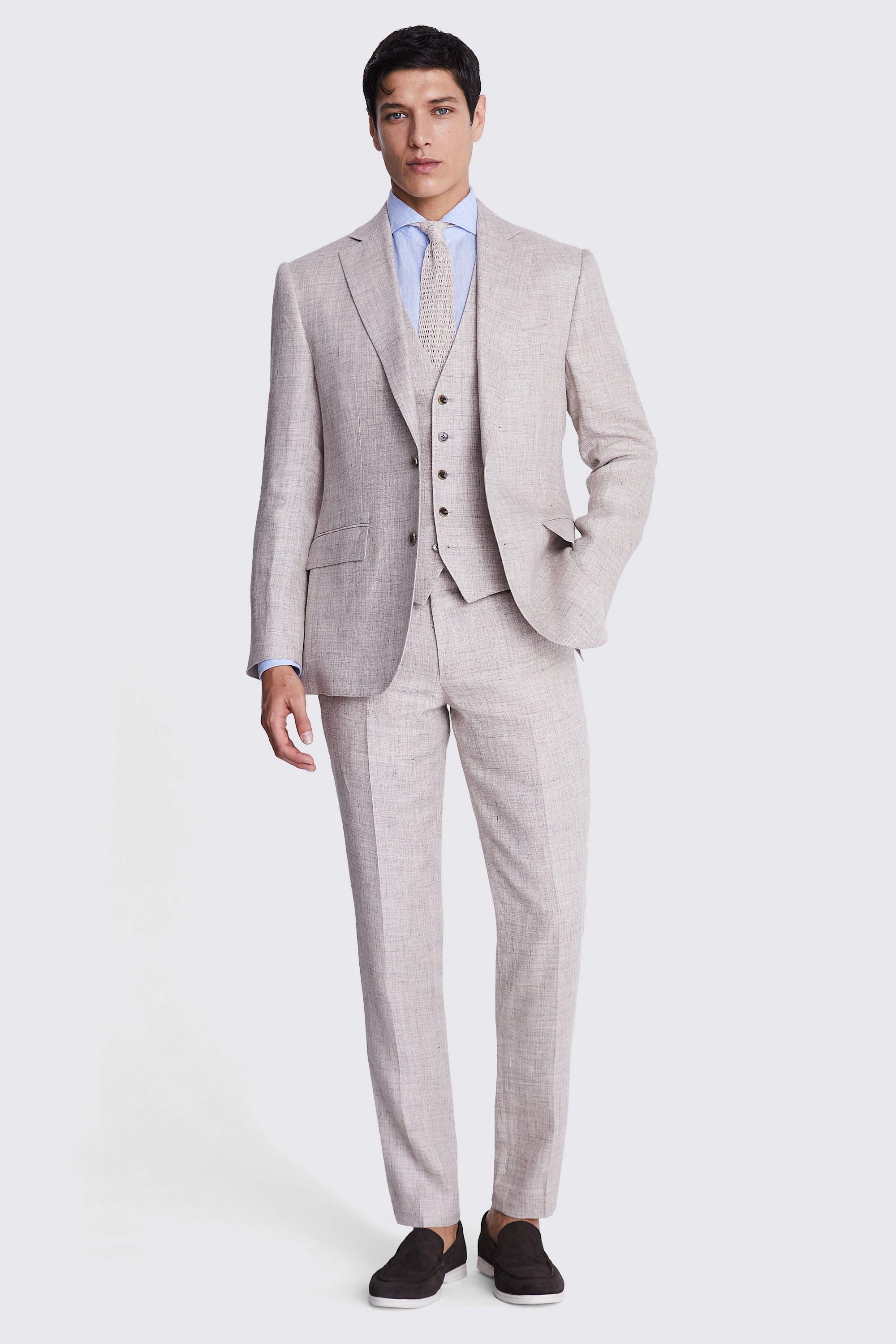 Tailored Fit Oatmeal Linen Jacket | Buy Online at Moss