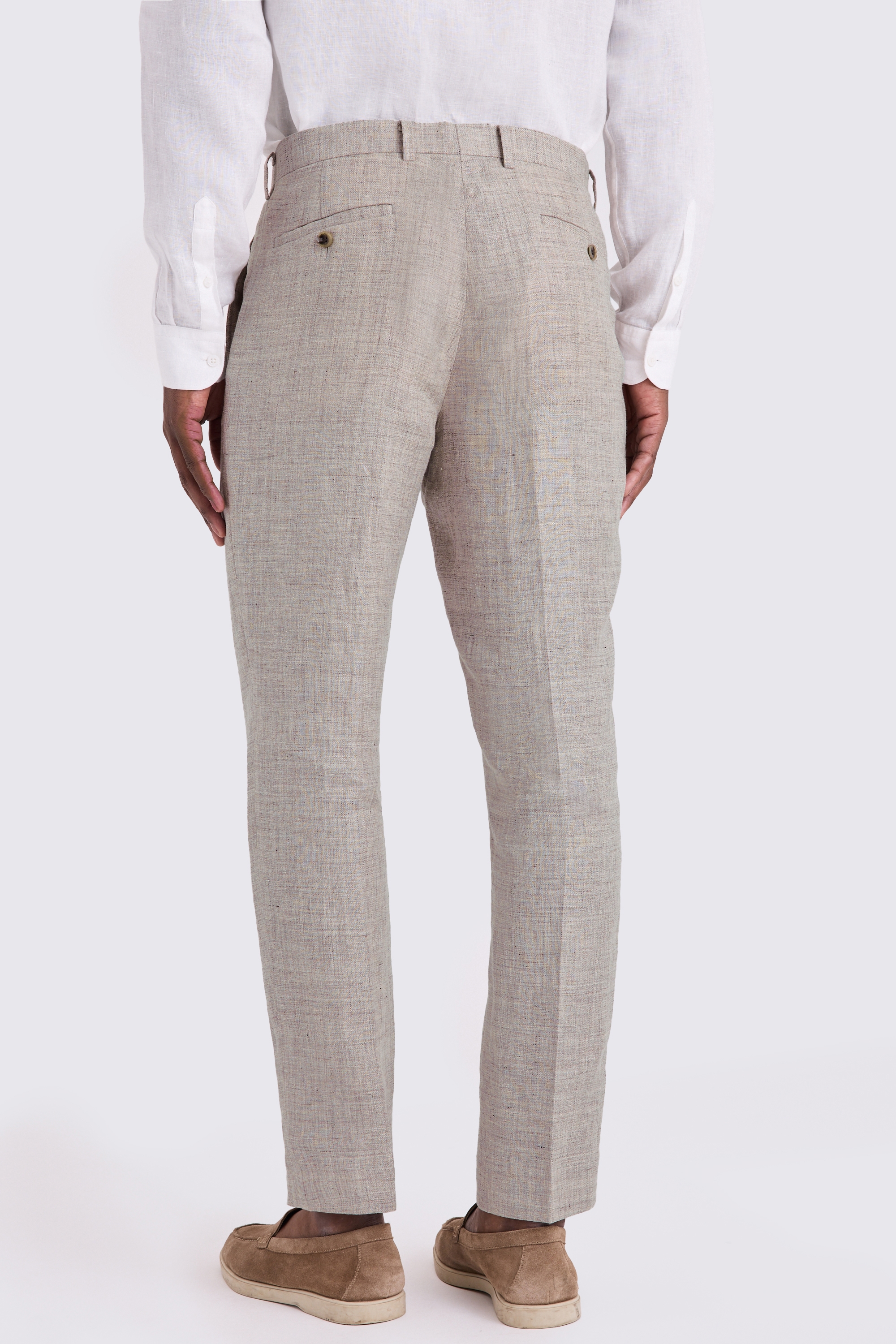 Tailored Fit Oatmeal linen Trousers | Buy Online at Moss