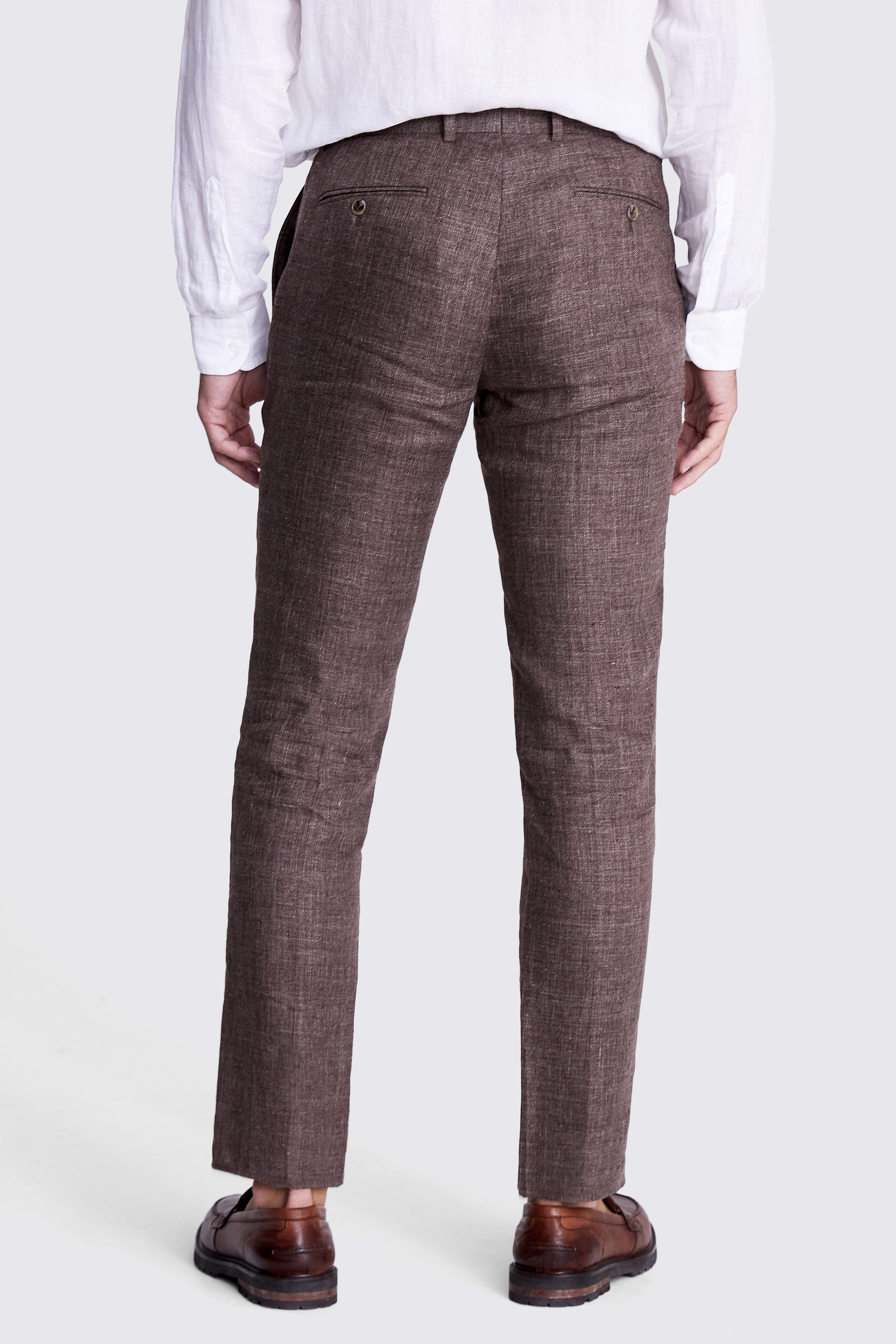 Tailored Fit Brown Linen Pants