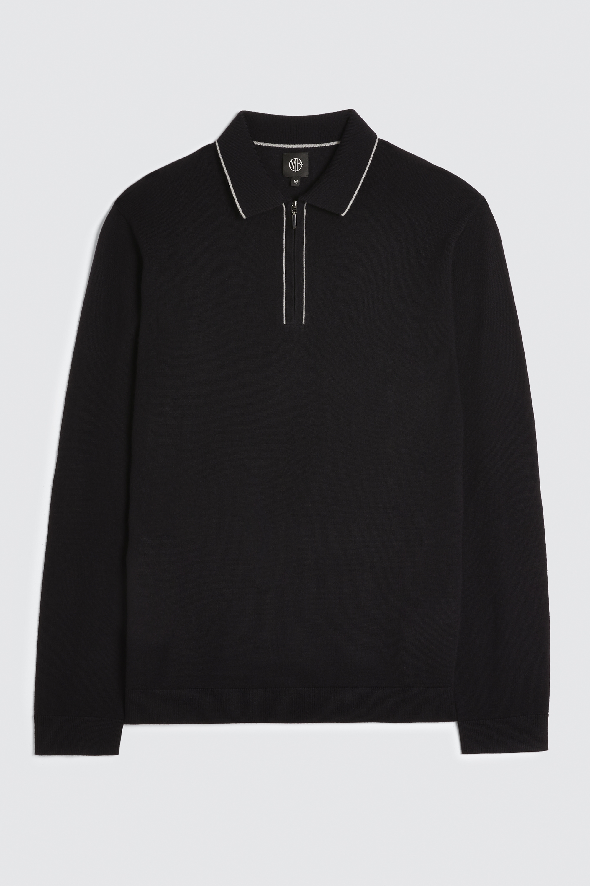 Navy Merino-Blend Zip Polo Shirt | Buy Online at Moss