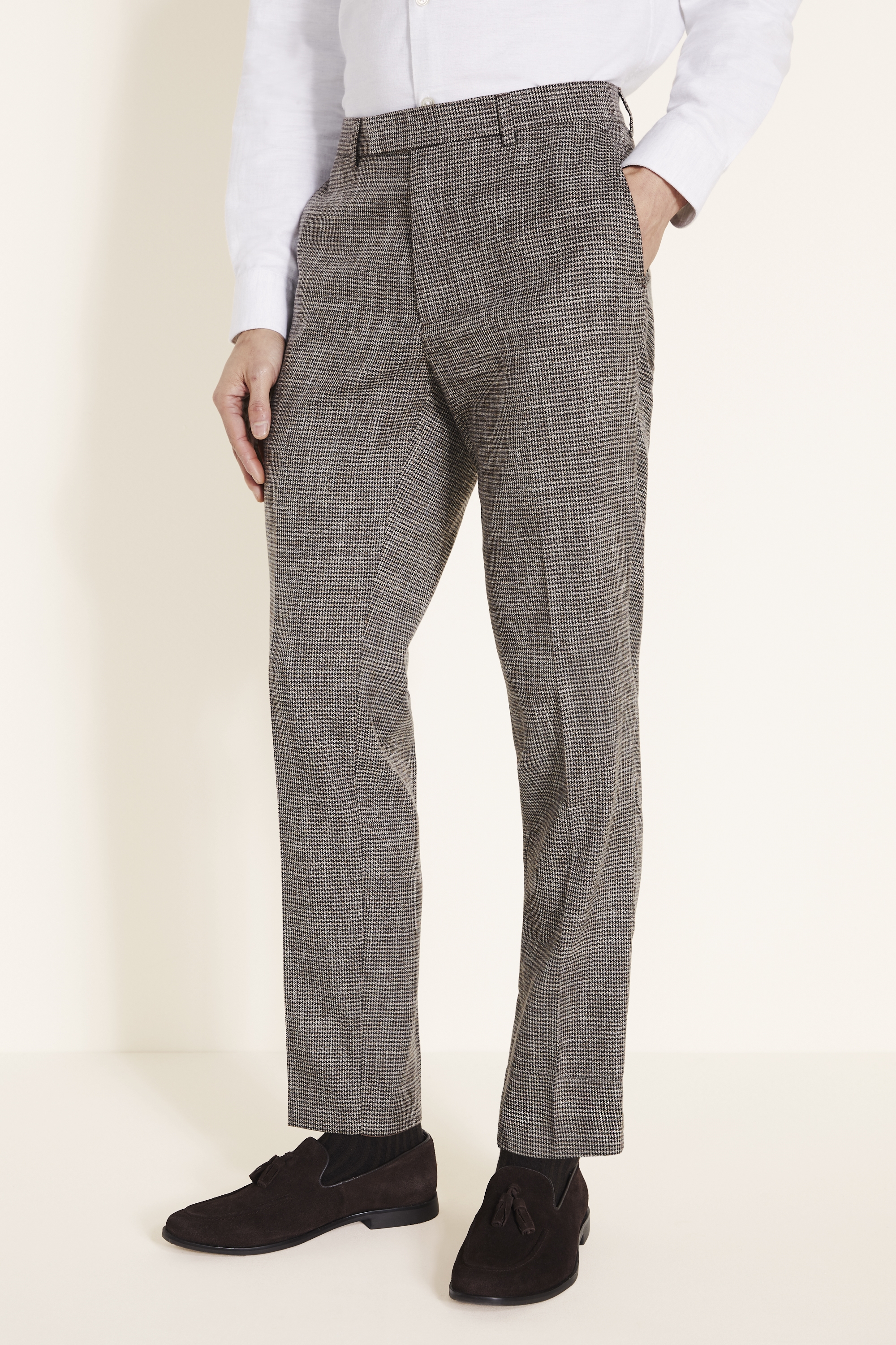 Tailored Fit Brown Puppytooth Pant
