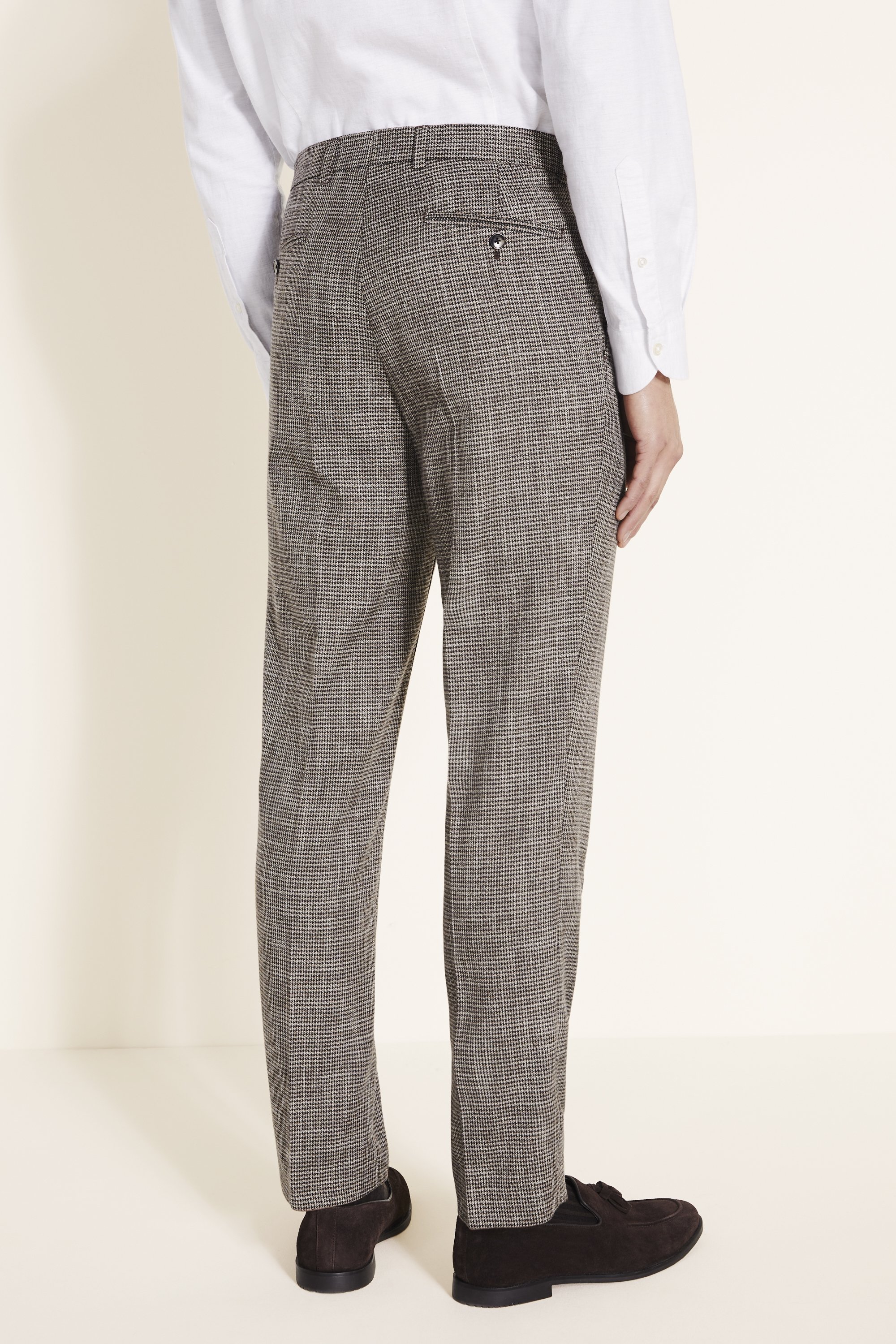 Tailored Fit Brown Puppytooth Pant