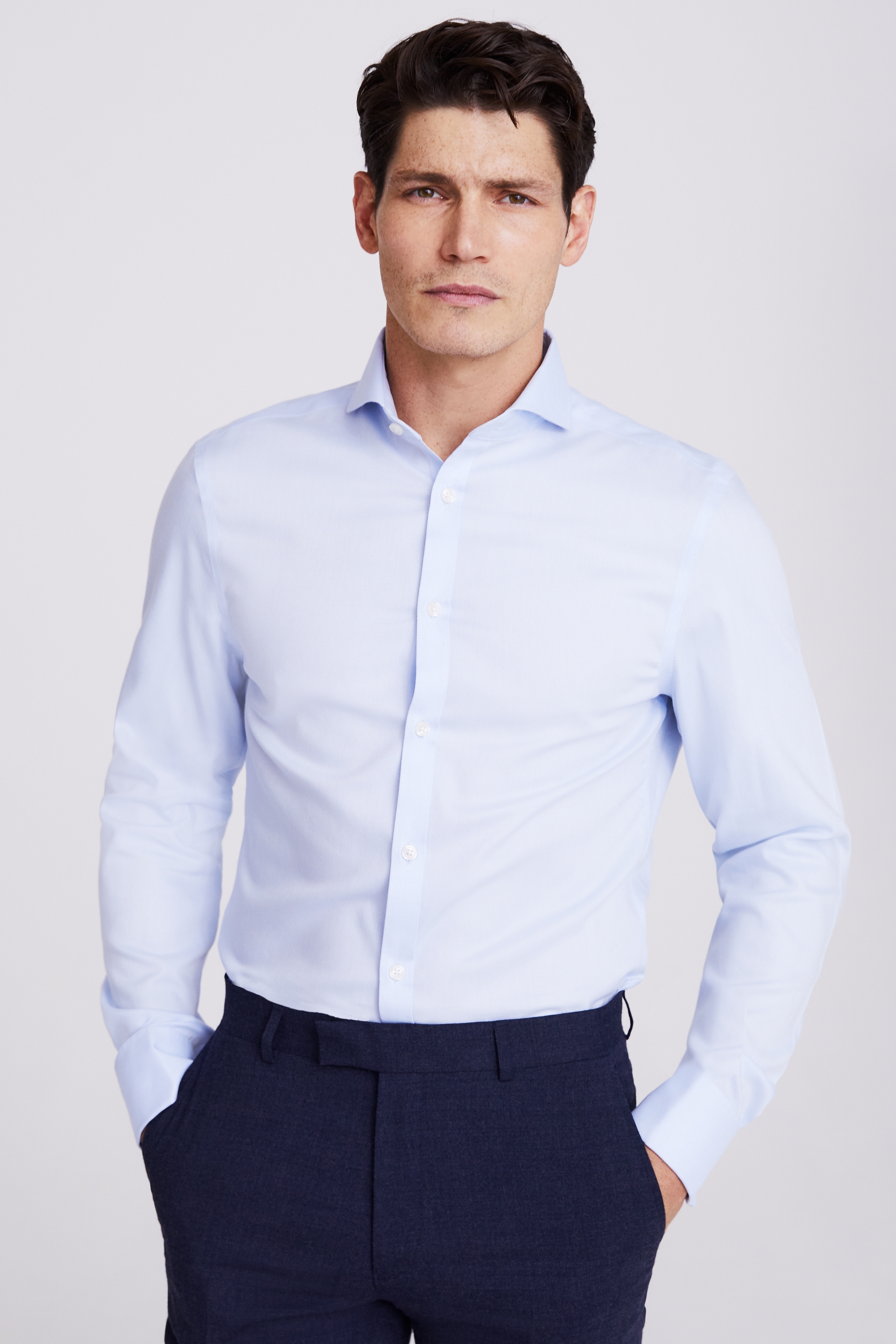 Slim Fit Sky Royal Oxford Non-Iron Shirt | Buy Online at Moss