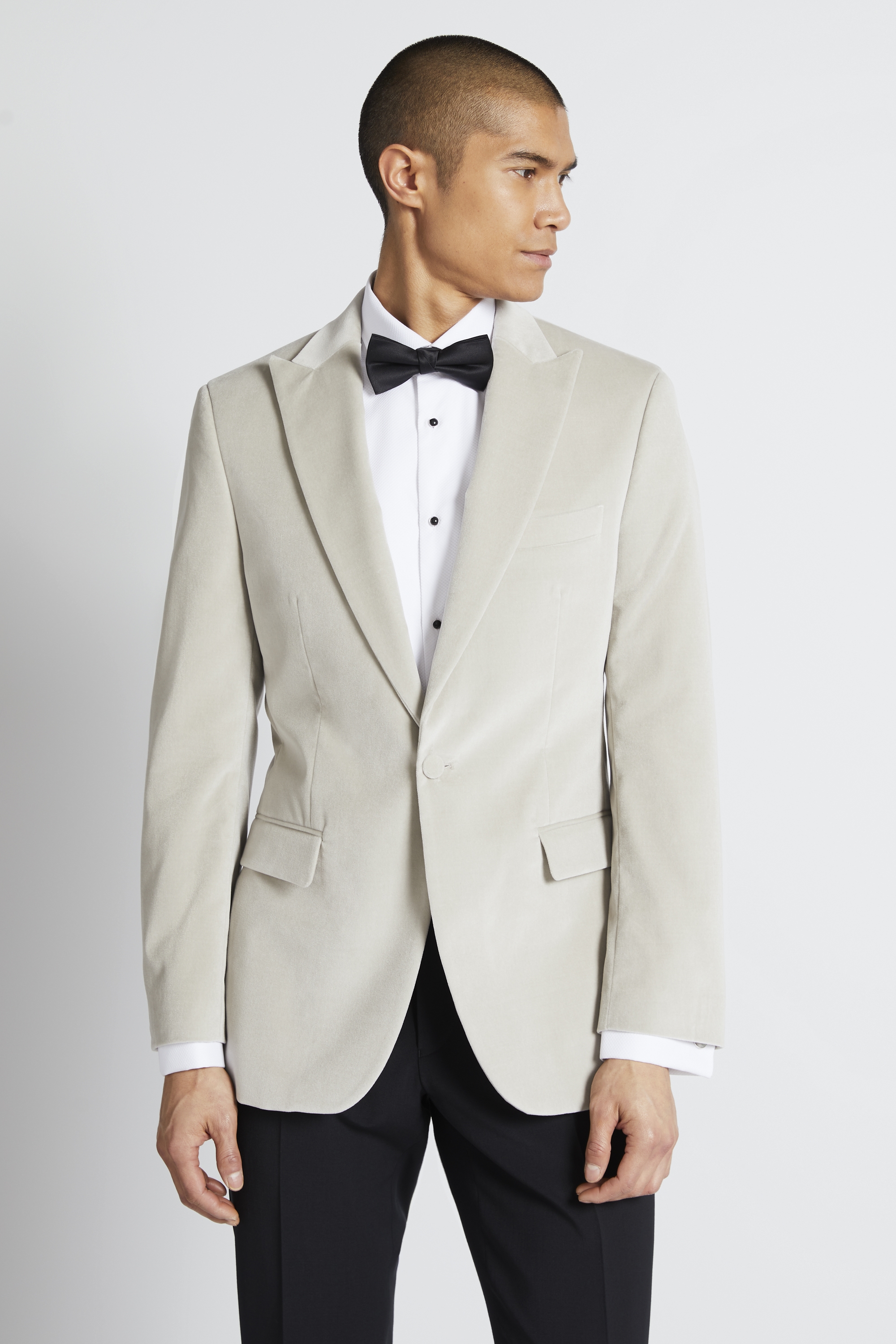 Tailored Fit Champagne Velvet Jacket