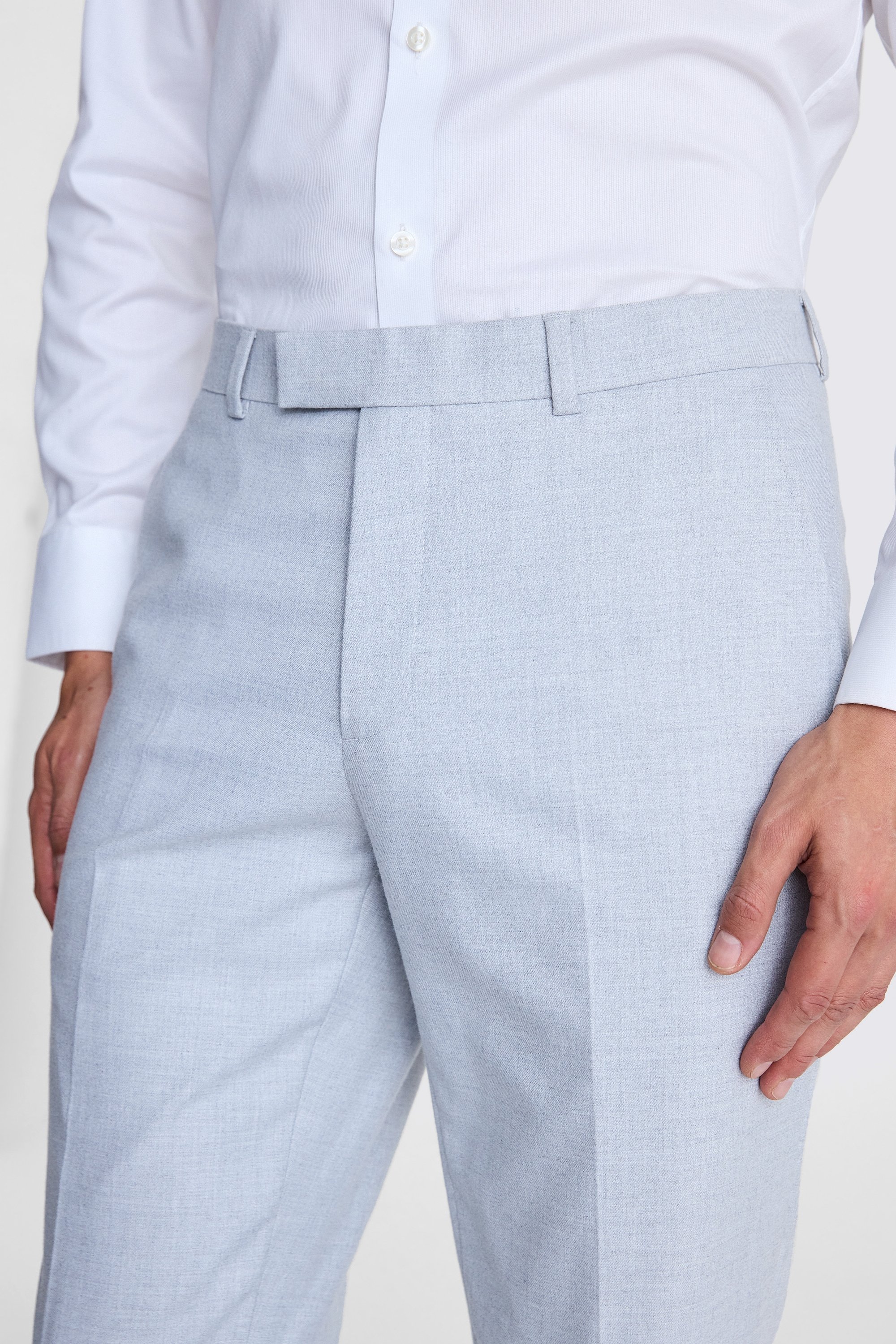 Tailored Fit Light Grey Flannel Trousers | Buy Online at Moss