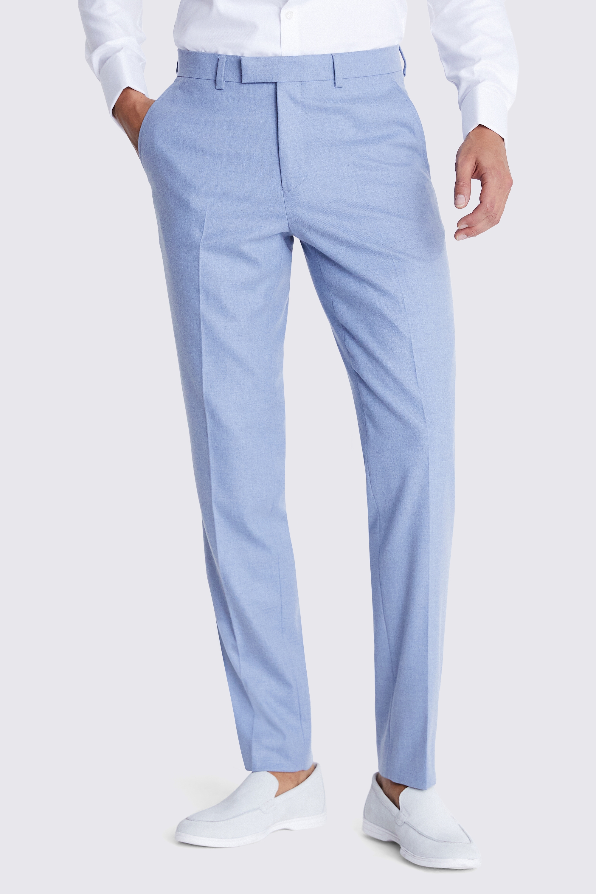 Tailored Fit Light Blue Flannel Trousers | Buy Online at Moss