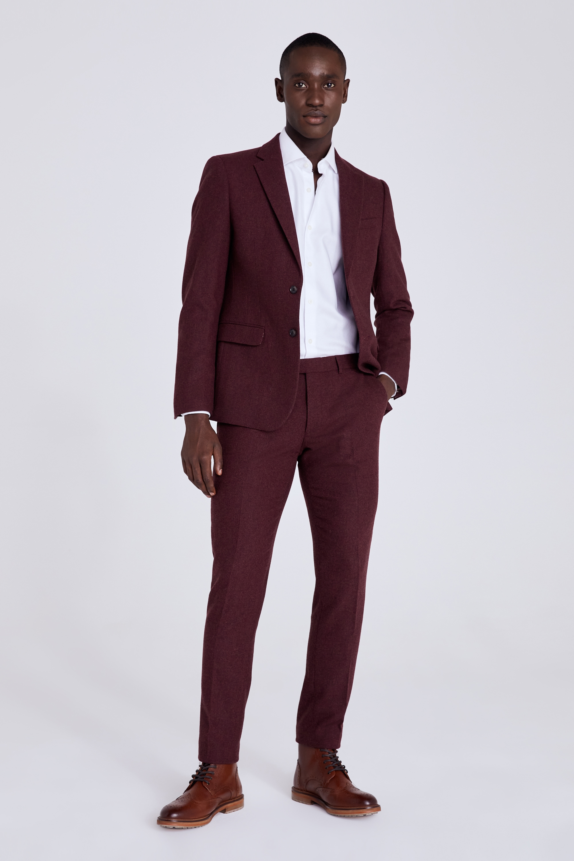 Maroon tweed suit sale