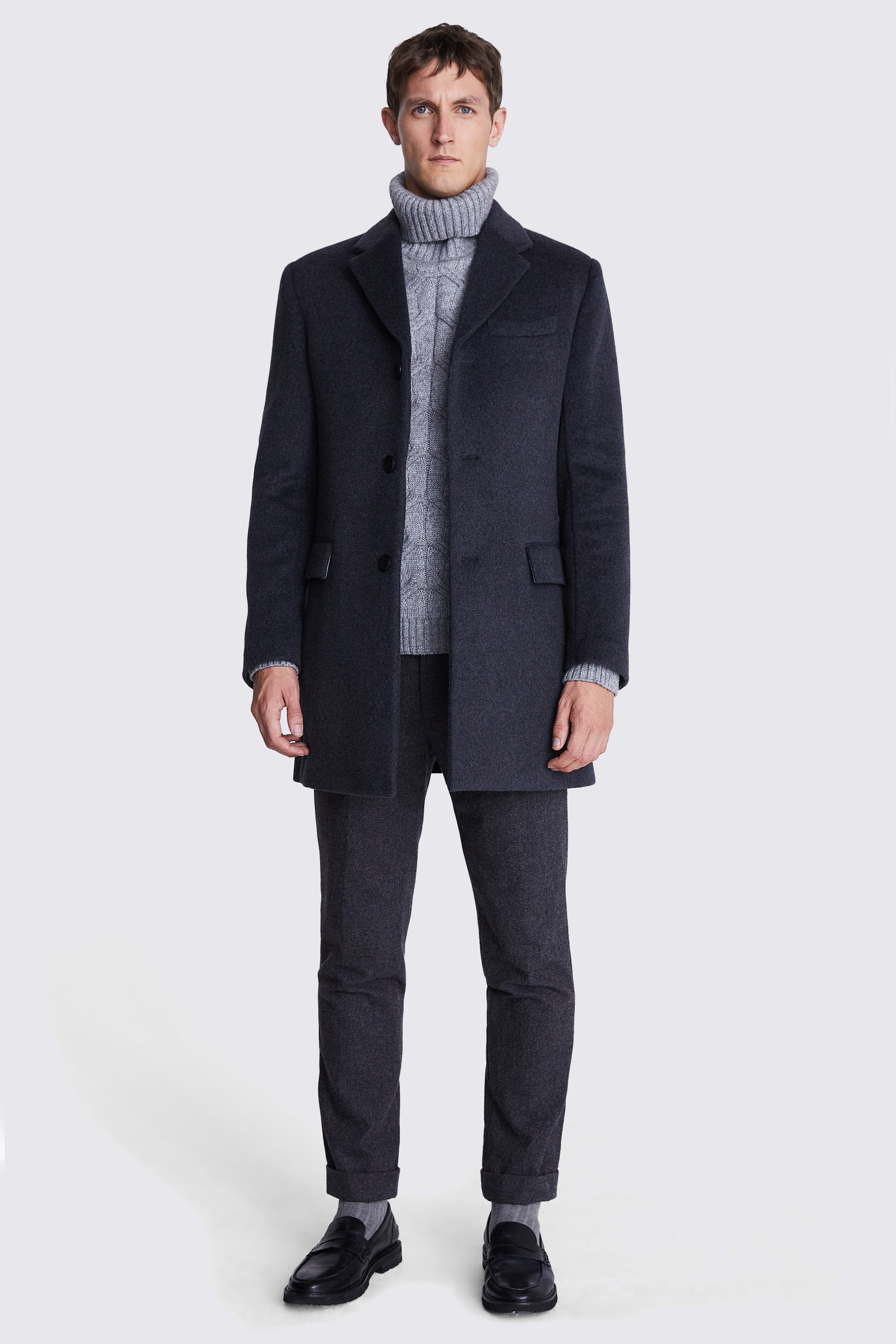 Charcoal Wool Cashmere Blend Overcoat | Buy Online at Moss