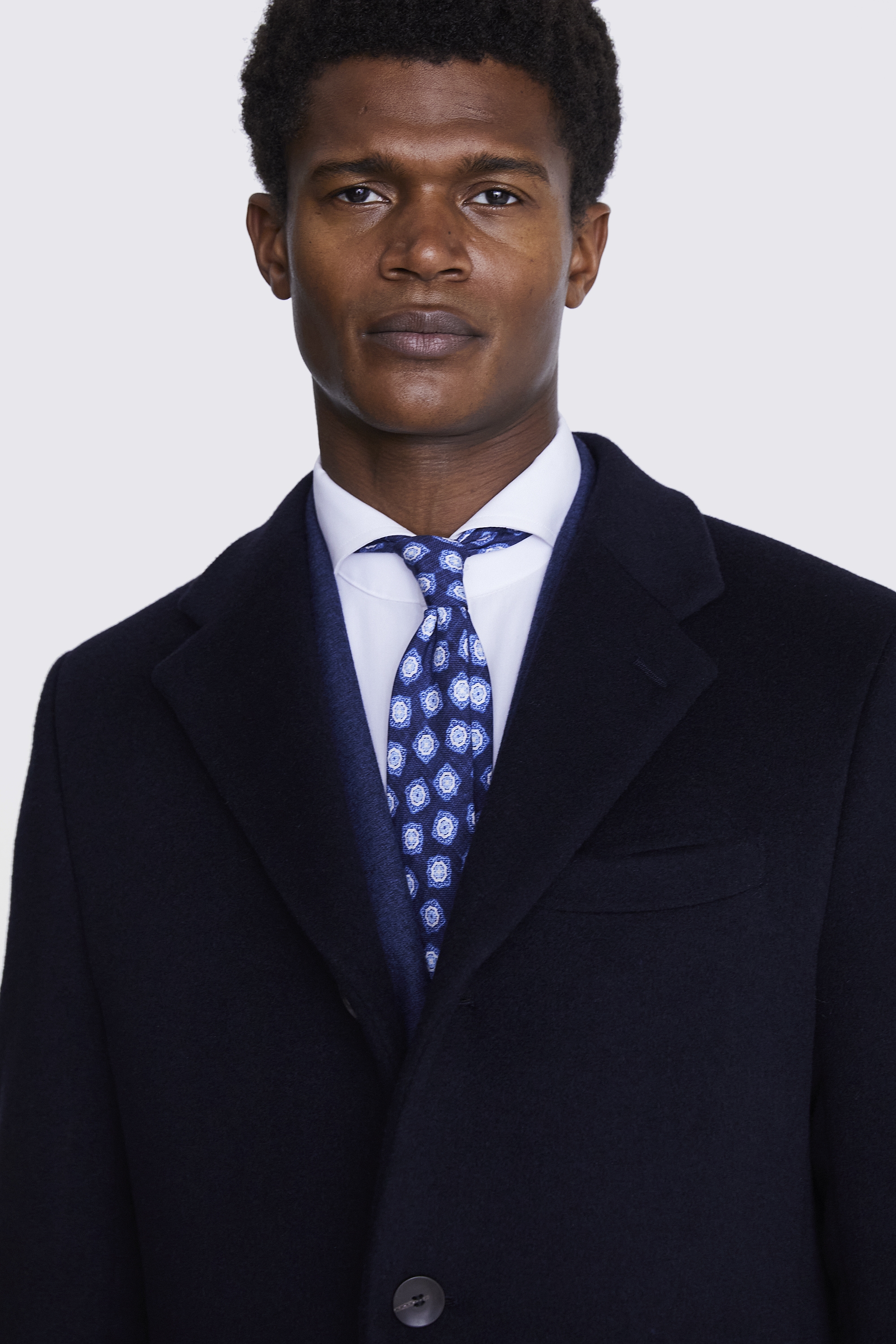Navy Wool Cashmere Blend Overcoat | Buy Online at Moss