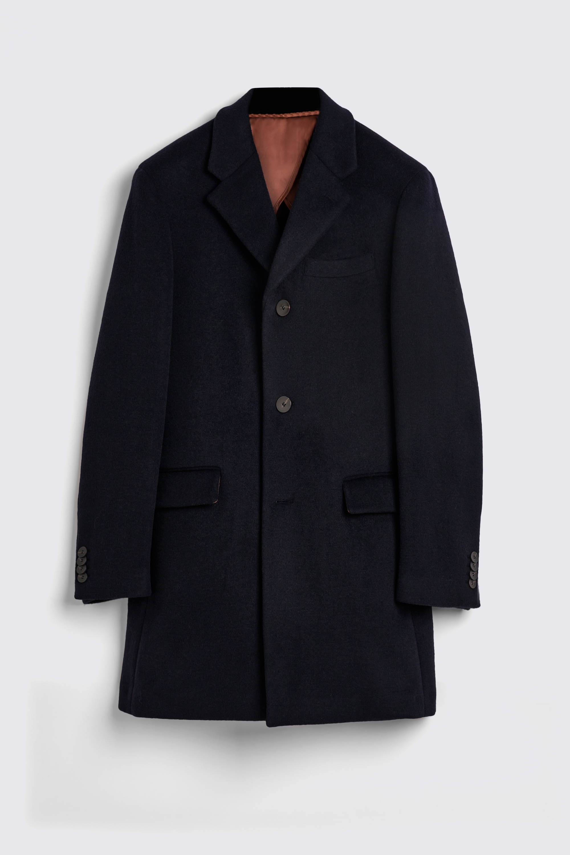Navy Wool Cashmere Blend Overcoat