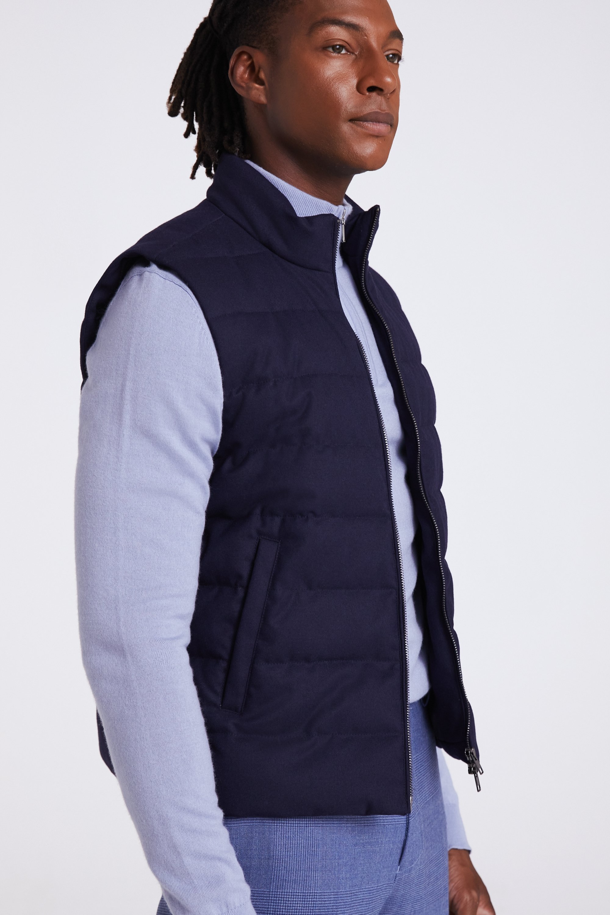 Navy Flannel Gilet Buy Online at Moss