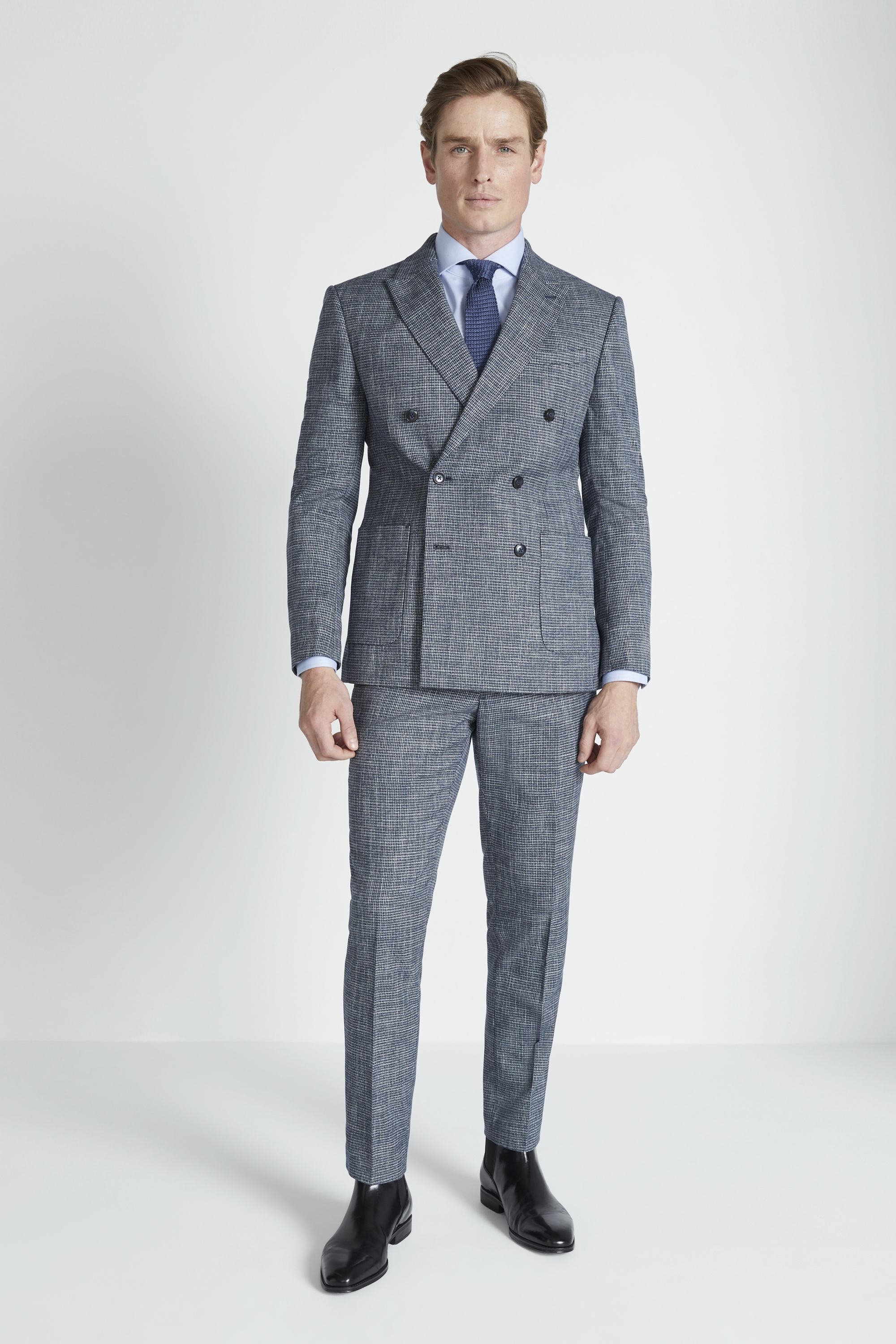 Slim Fit Blue Puppytooth Jacket
