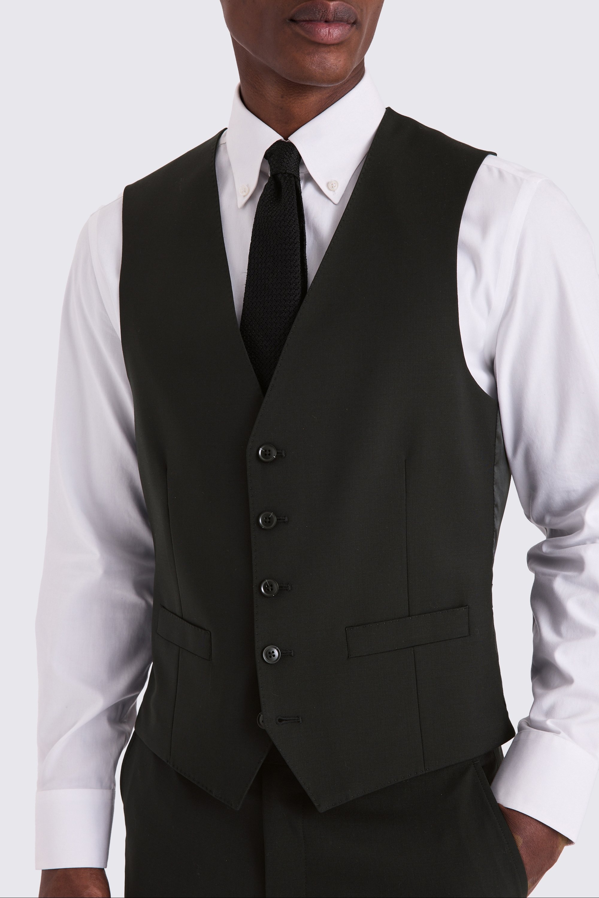 Tailored Fit Black Performance Waistcoat | Buy Online at Moss