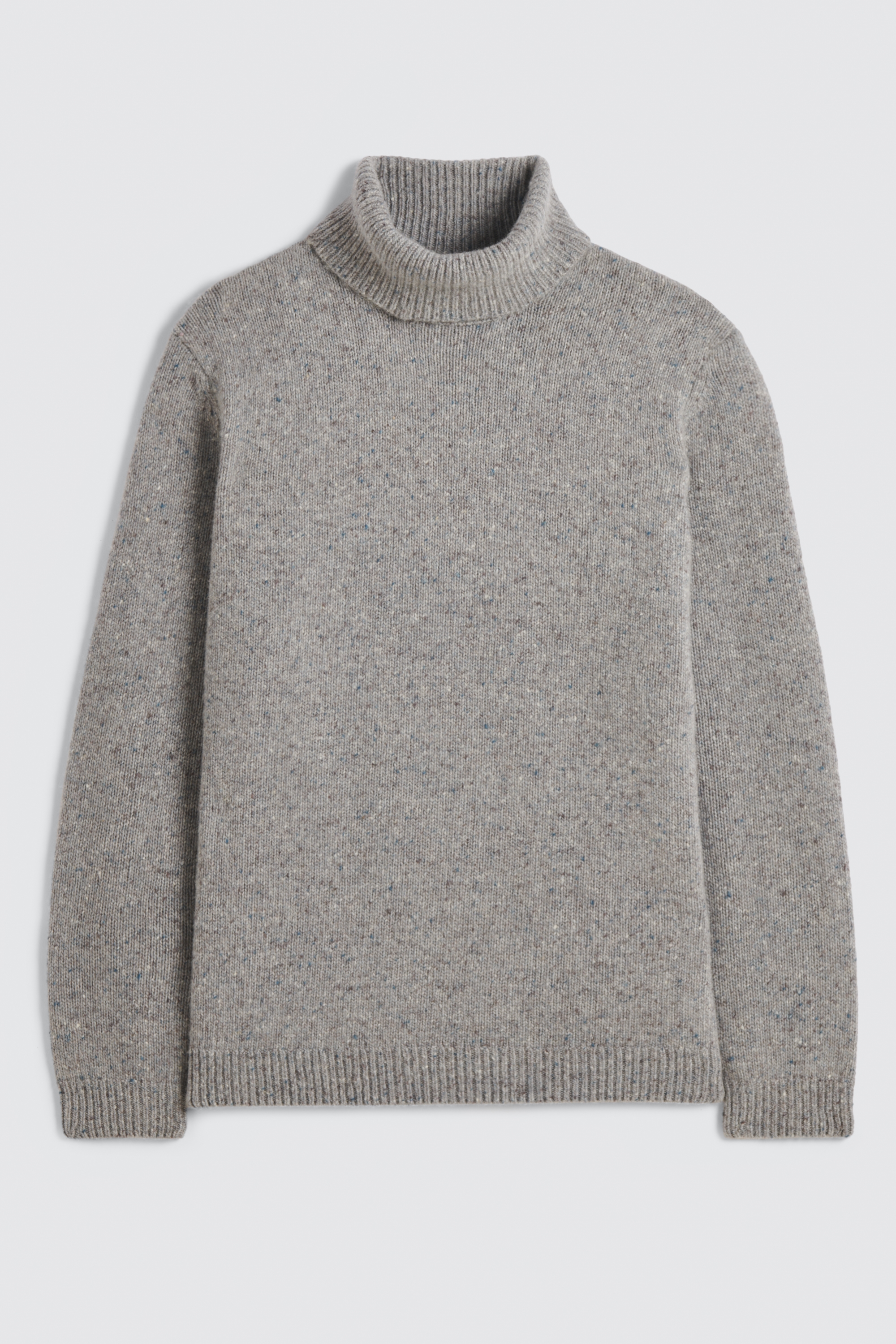 Grey Tweed Roll Neck Sweater