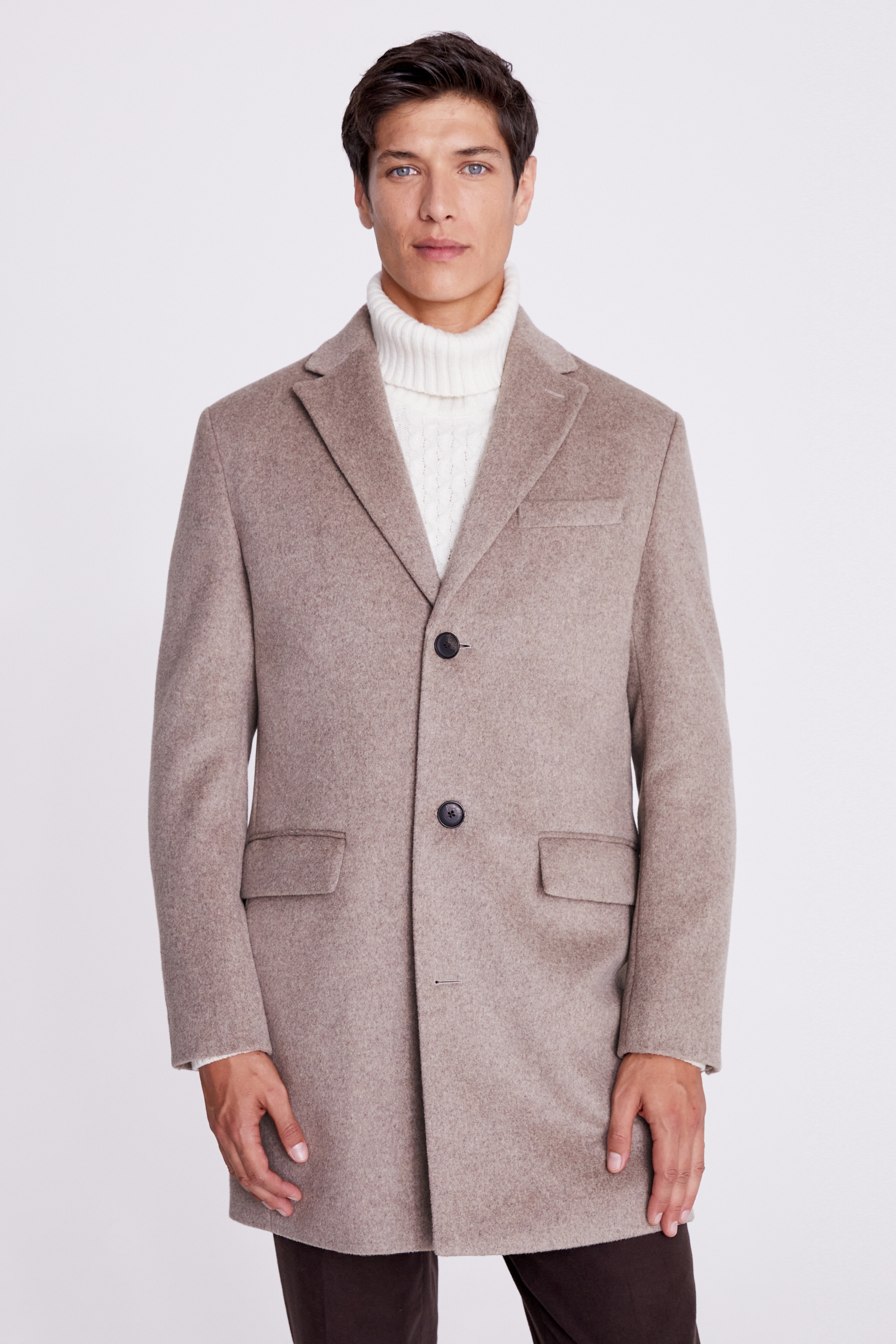 Oatmeal Wool Blend Overcoat | Buy Online at Moss