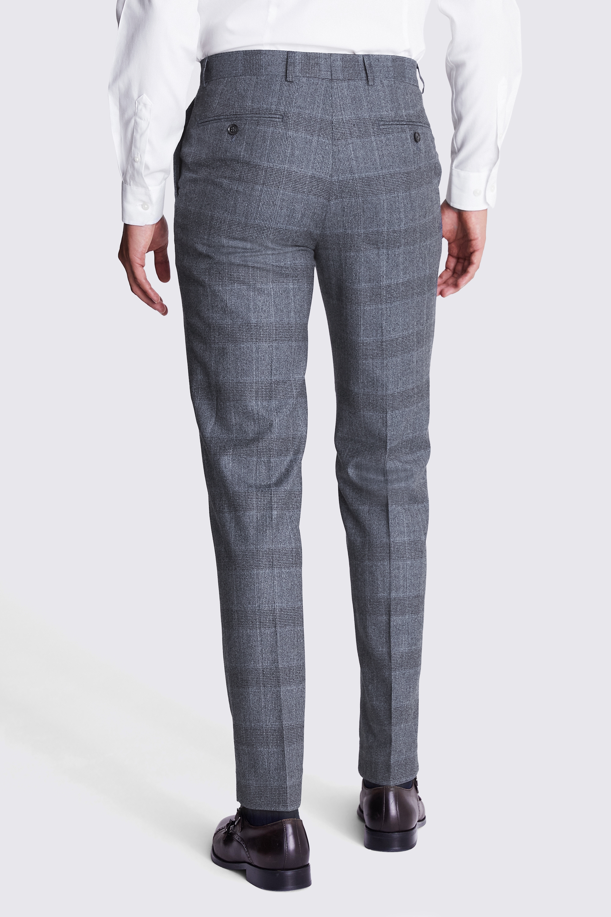 Italian Tailored Fit Grey Check Trousers | Buy Online at Moss