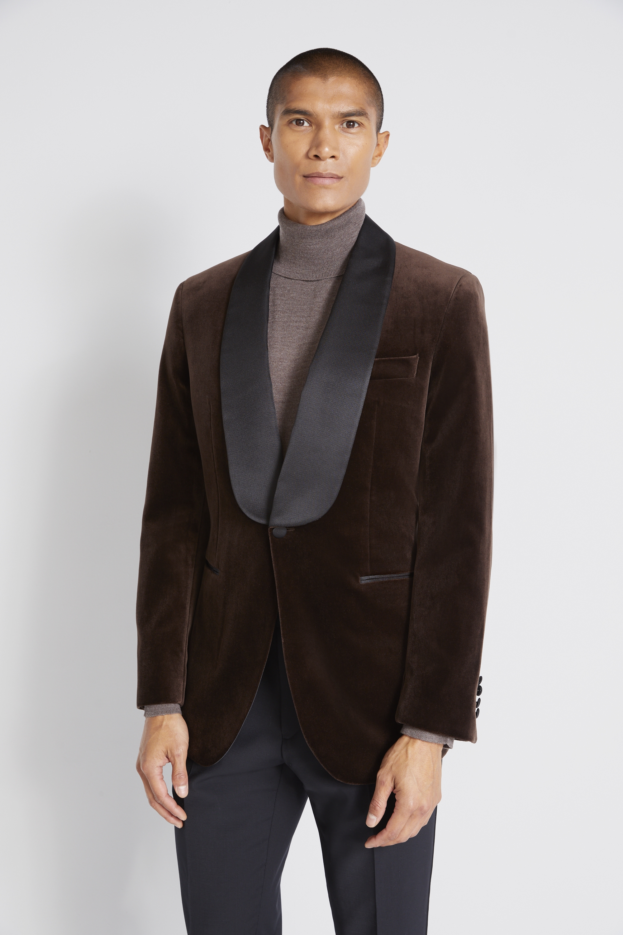 Tailored Fit Brown Velvet Jacket | Buy Online at Moss