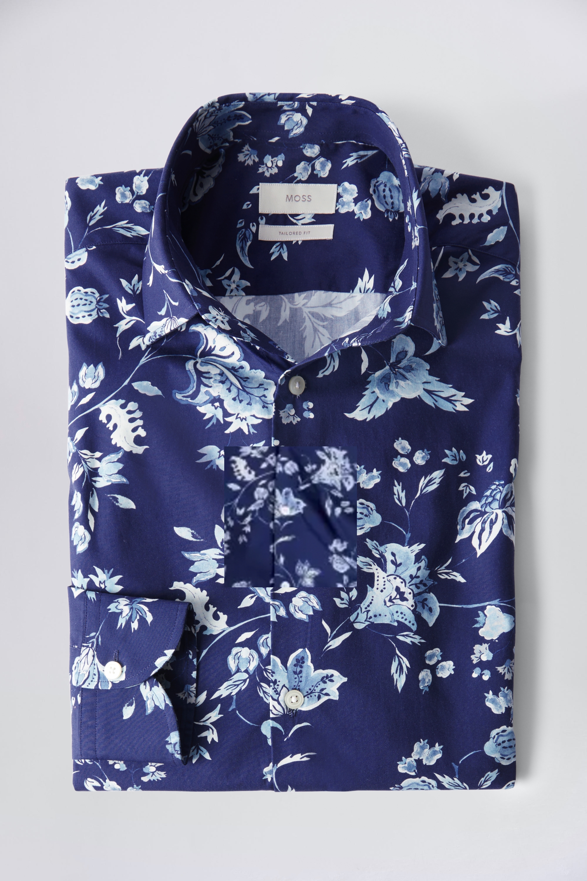 Tailored Fit Blue Floral Shirt | Buy Online at Moss