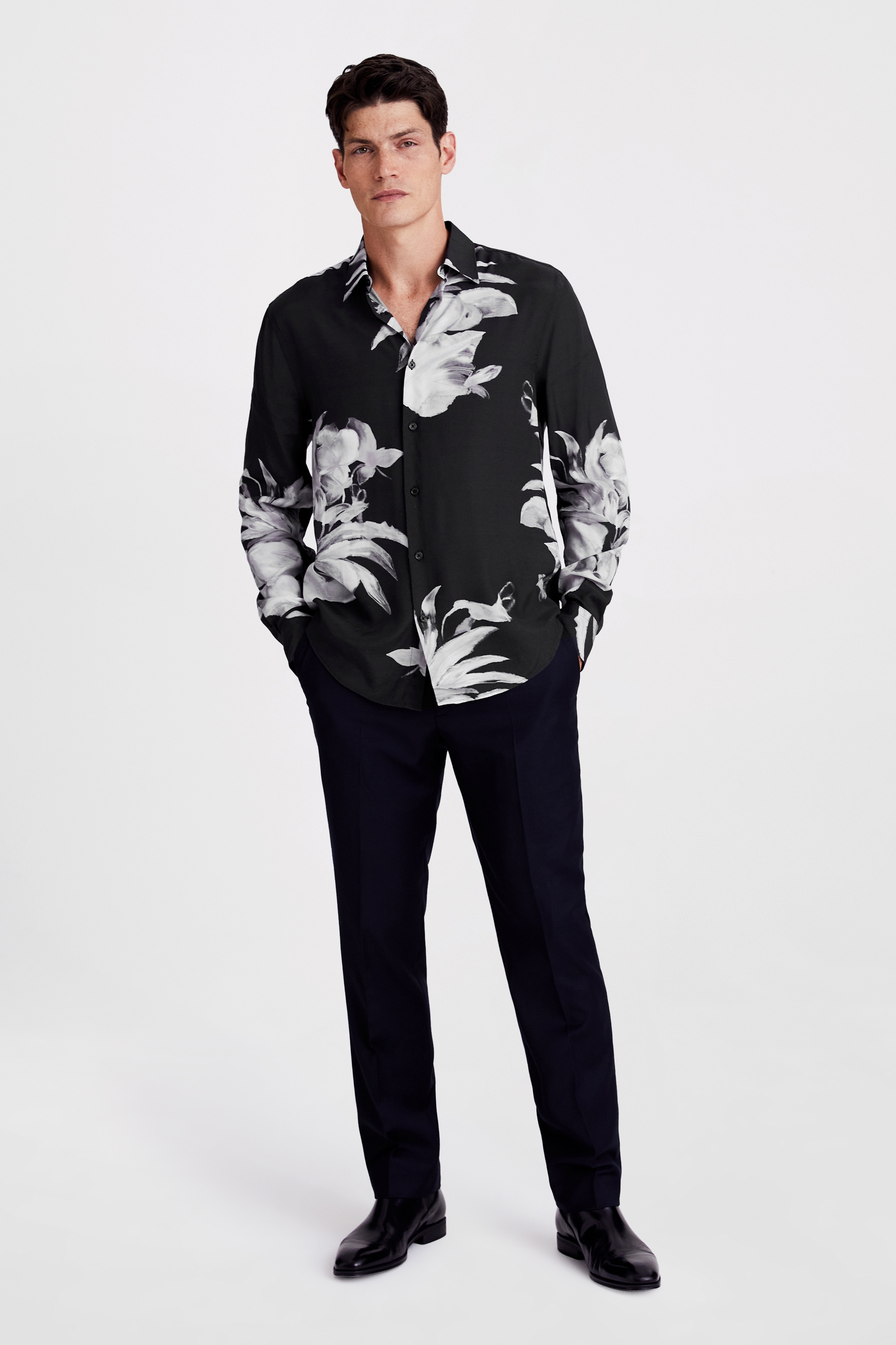 Black and Grey Floral Shirt | Buy Online at Moss
