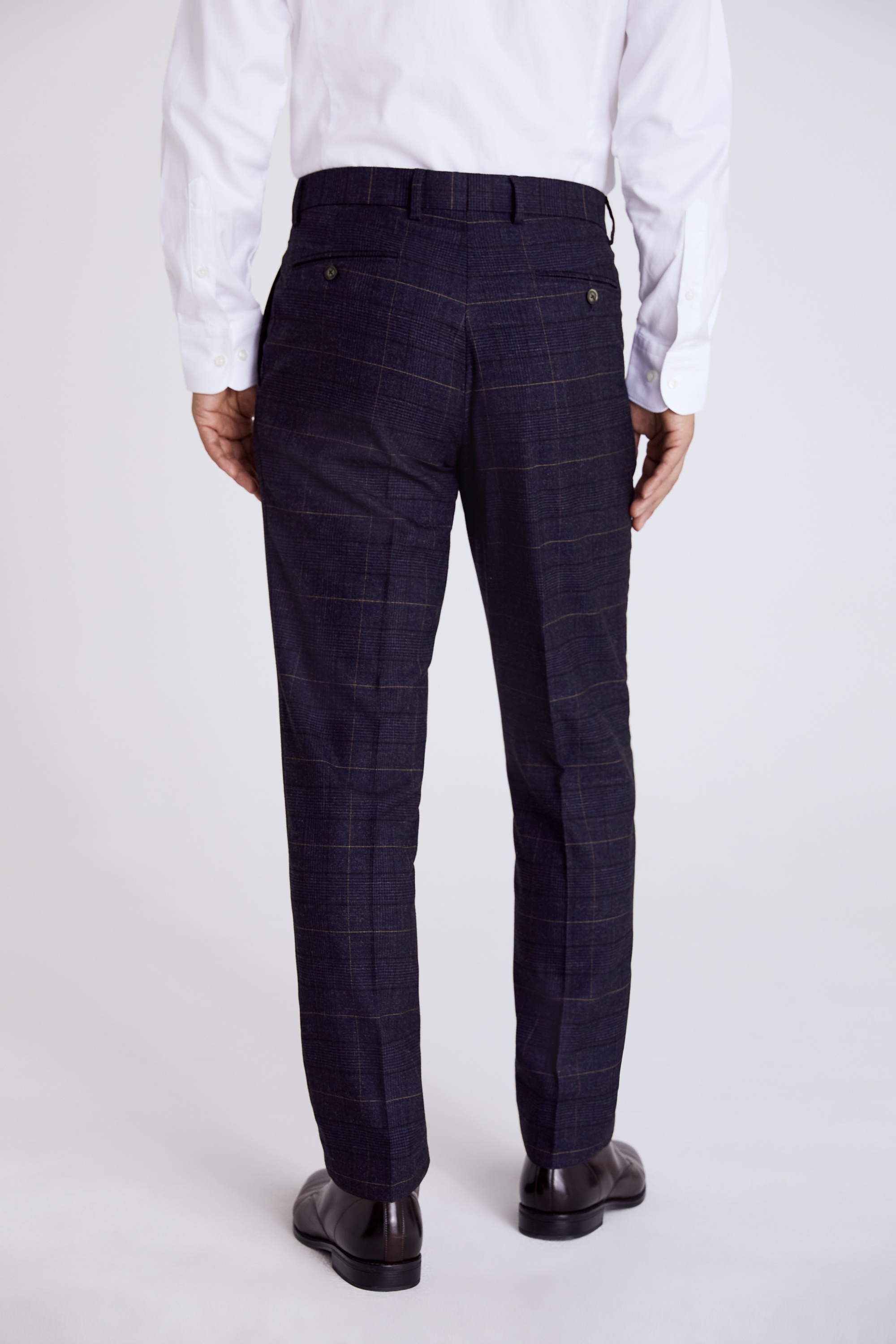 Tailored Fit Blue with Black Check Trousers