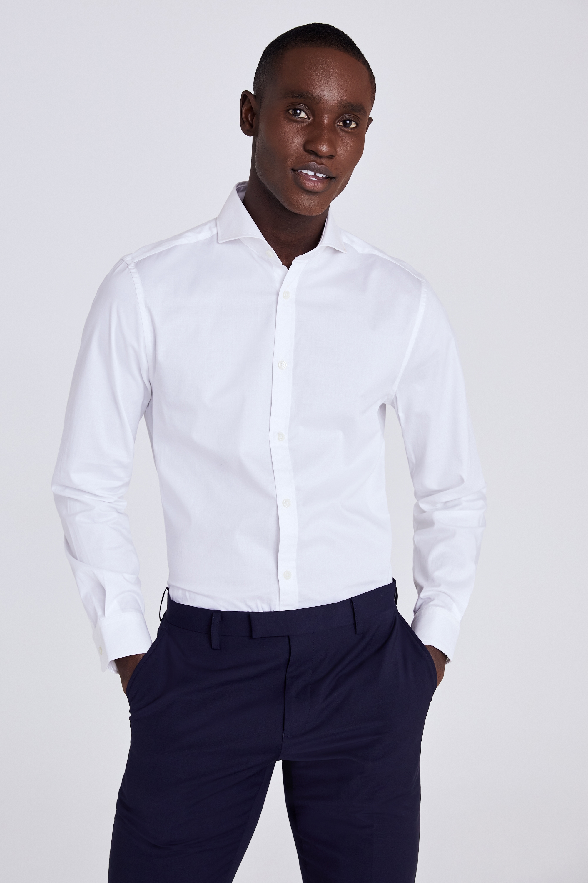 Slim Fit White Stretch-Twill Shirt | Buy Online at Moss