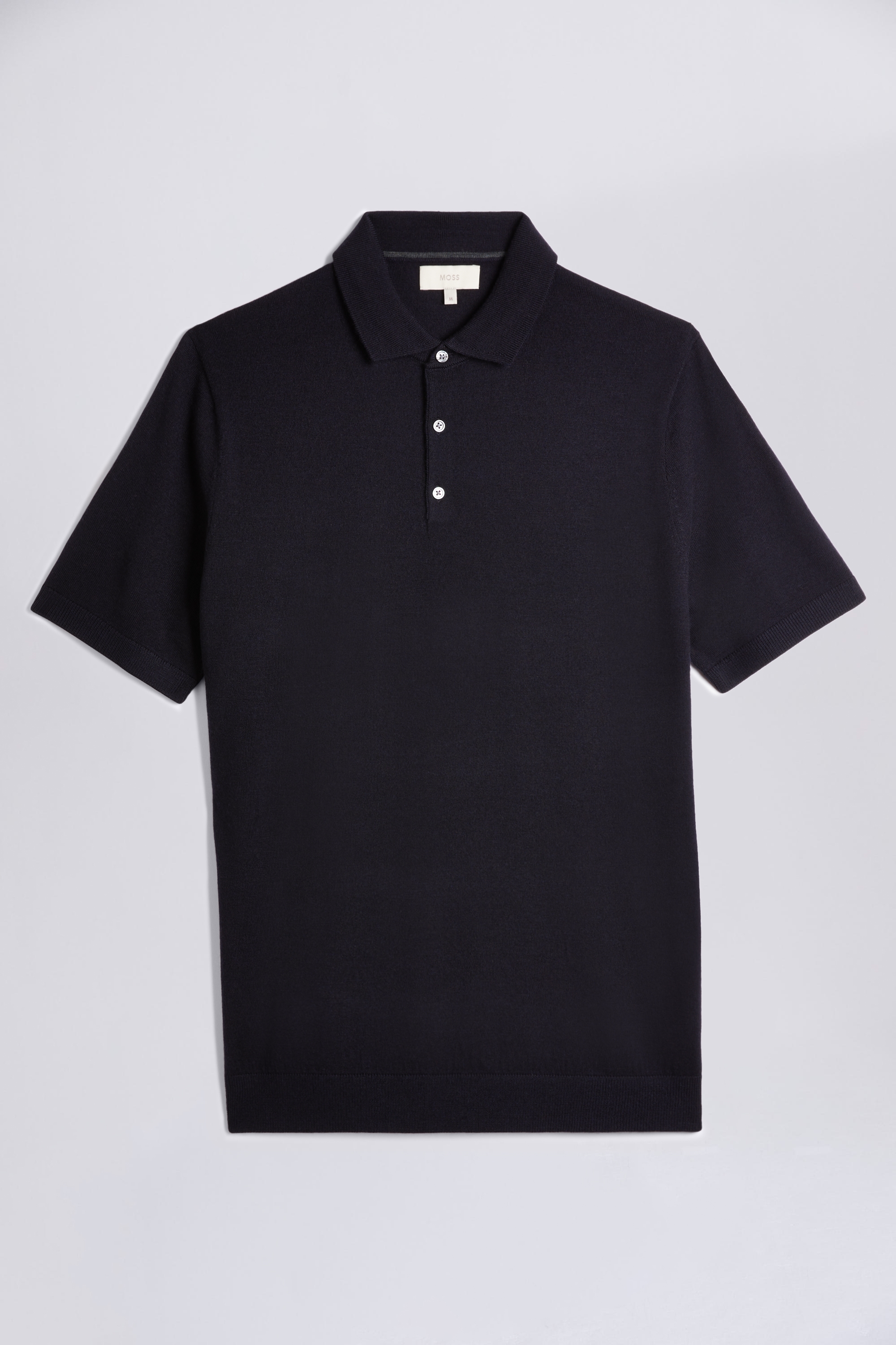 Navy Merino 3 Button Polo Shirt | Buy Online at Moss