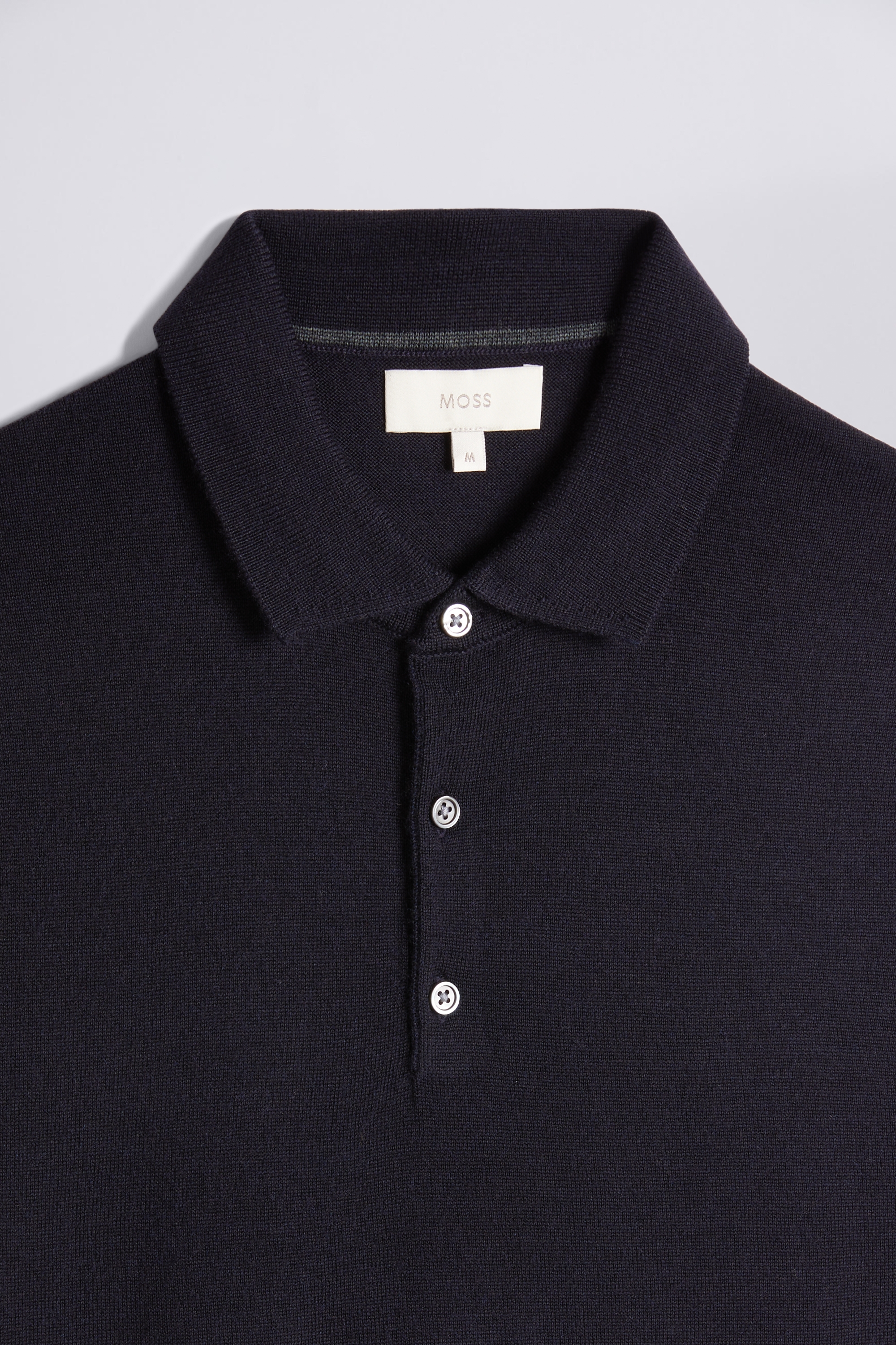 Navy Merino 3 Button Polo Shirt | Buy Online at Moss