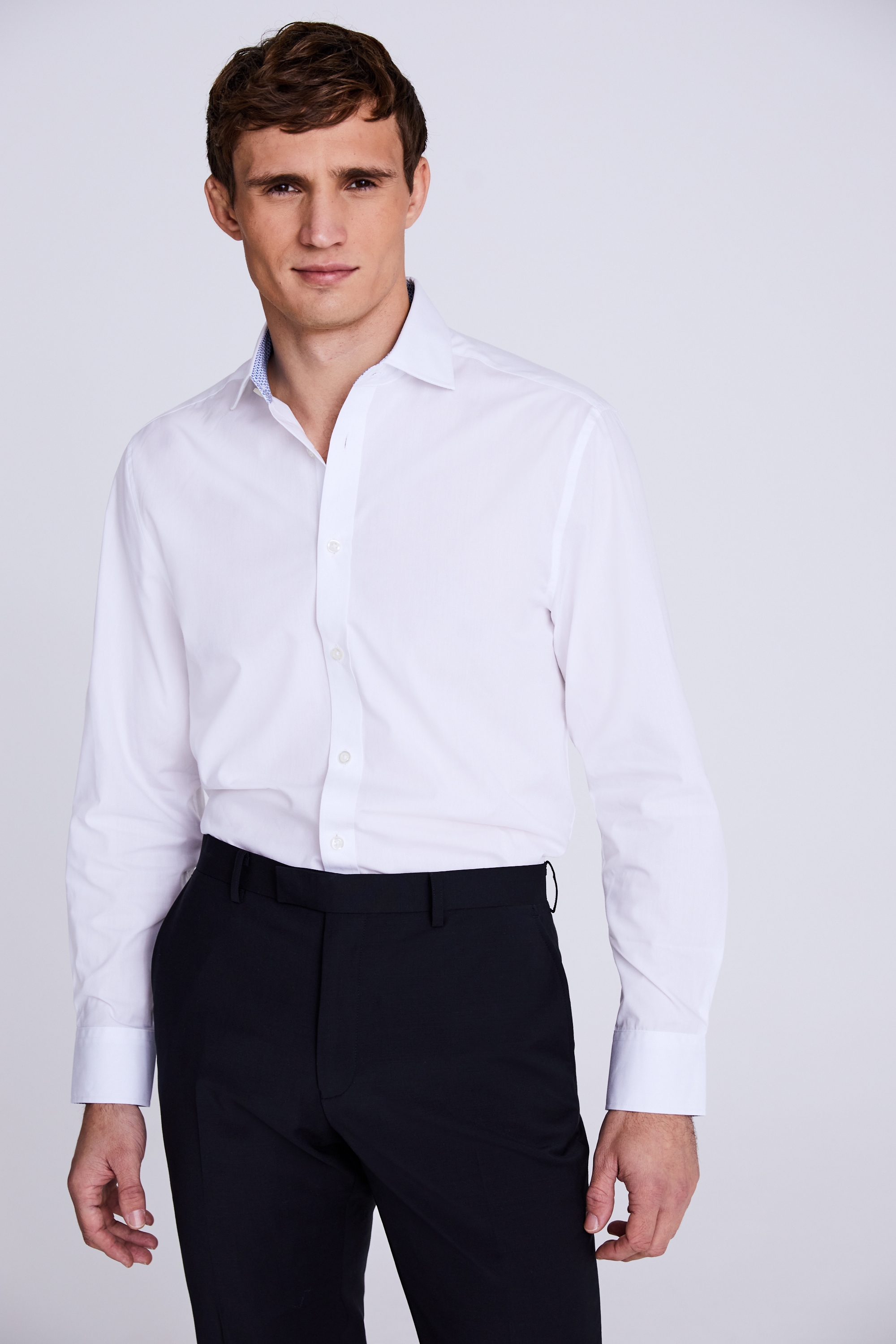 Regular Fit White Poplin Geo-Contrast Shirt | Buy Online at Moss