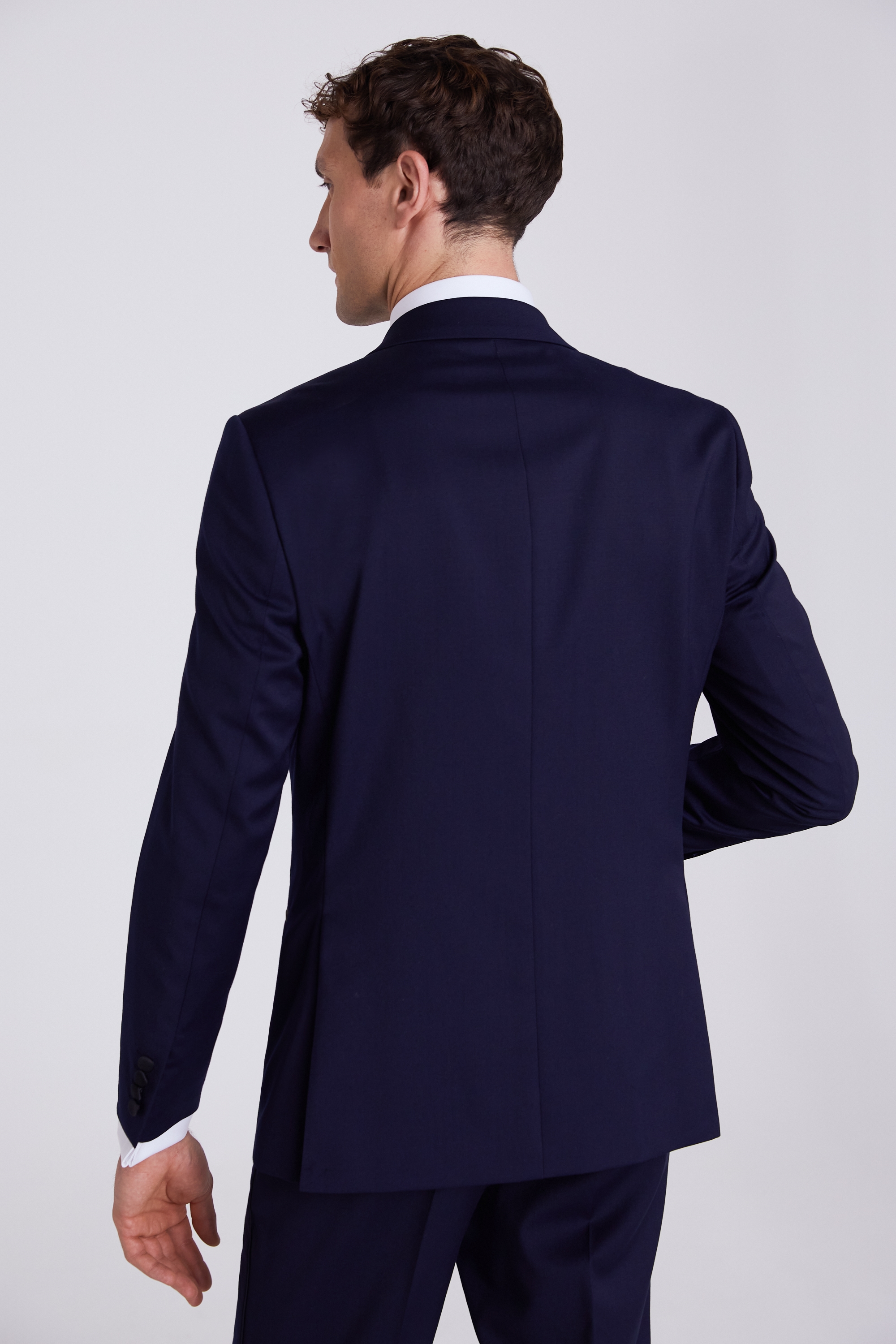 Tailored Fit Navy Twill Tuxedo Jacket