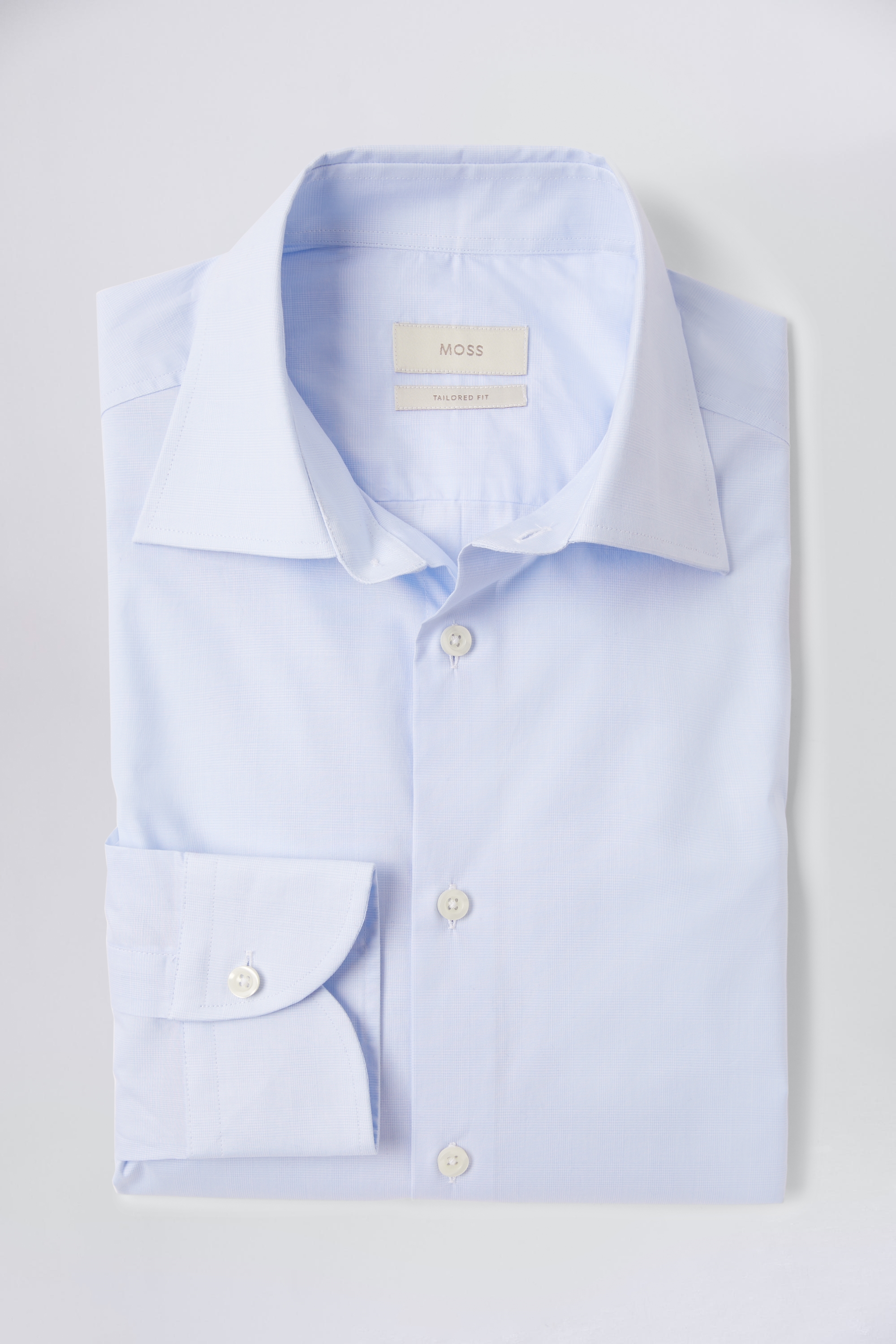 Tailored Fit Sky Blue Prince of Wales Check Shirt