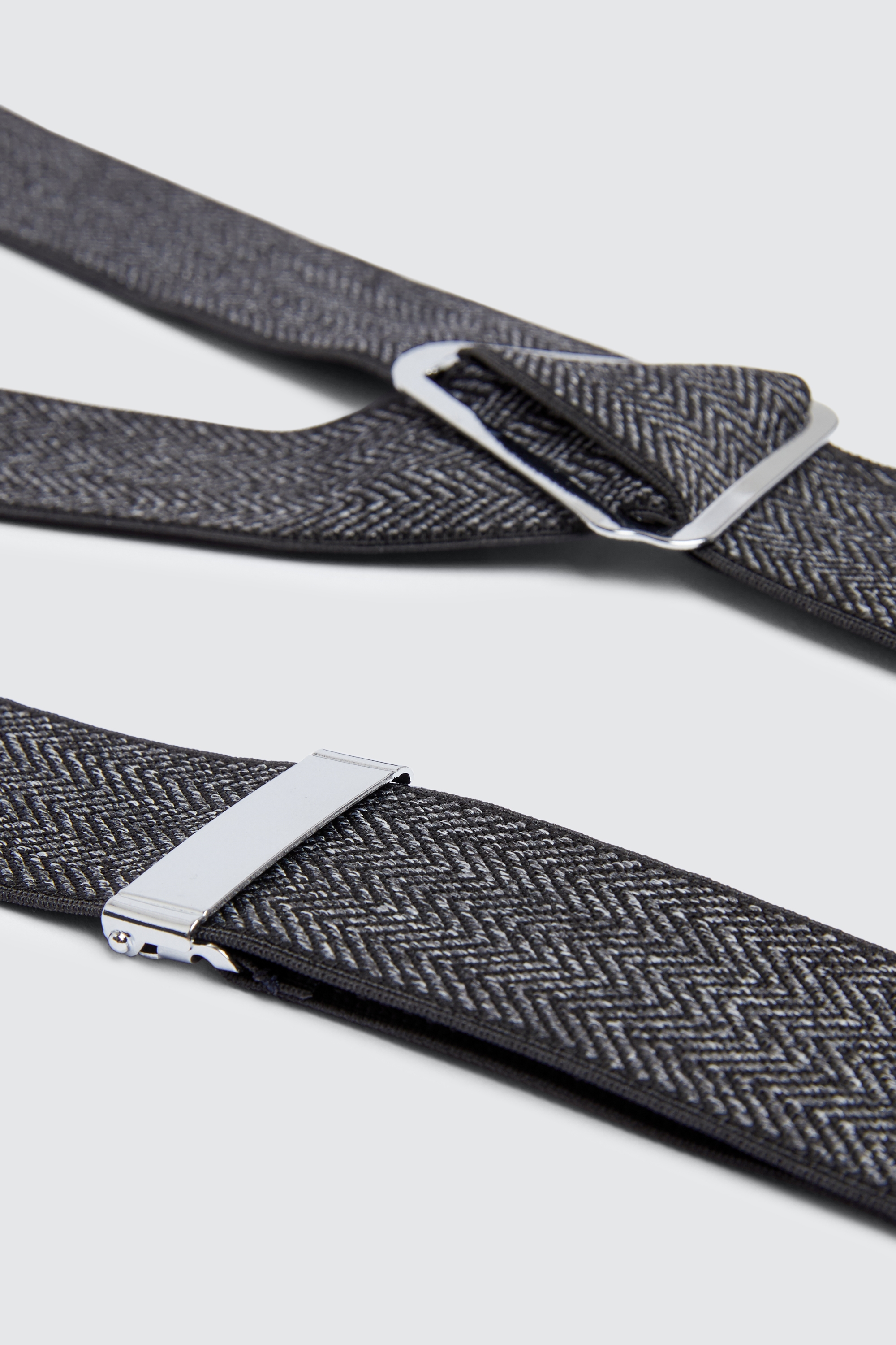 Charcoal Herringbone Tweed Clip-On Braces | Buy Online at Moss