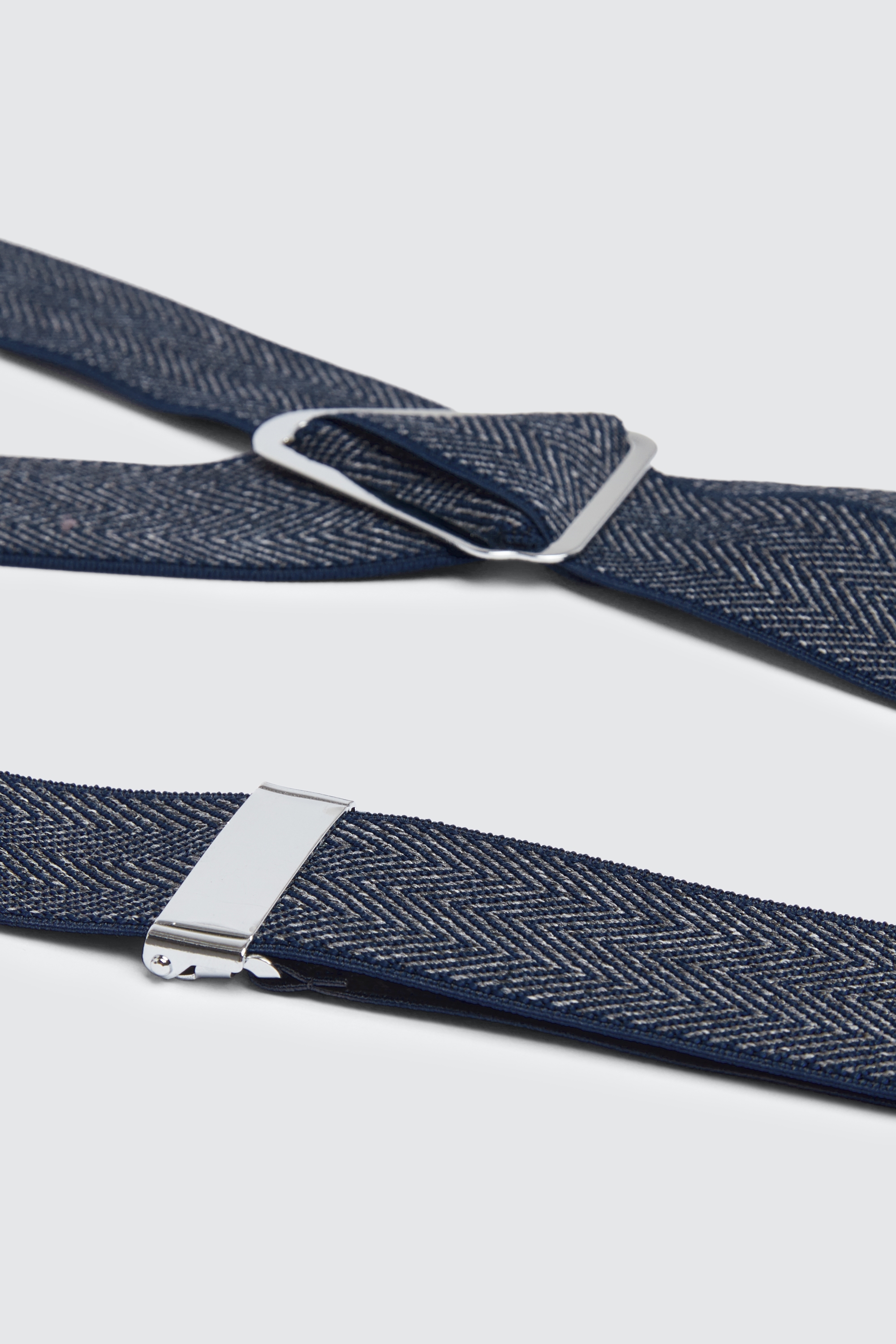 Navy Herringbone Tweed Clip-On Braces | Buy Online at Moss