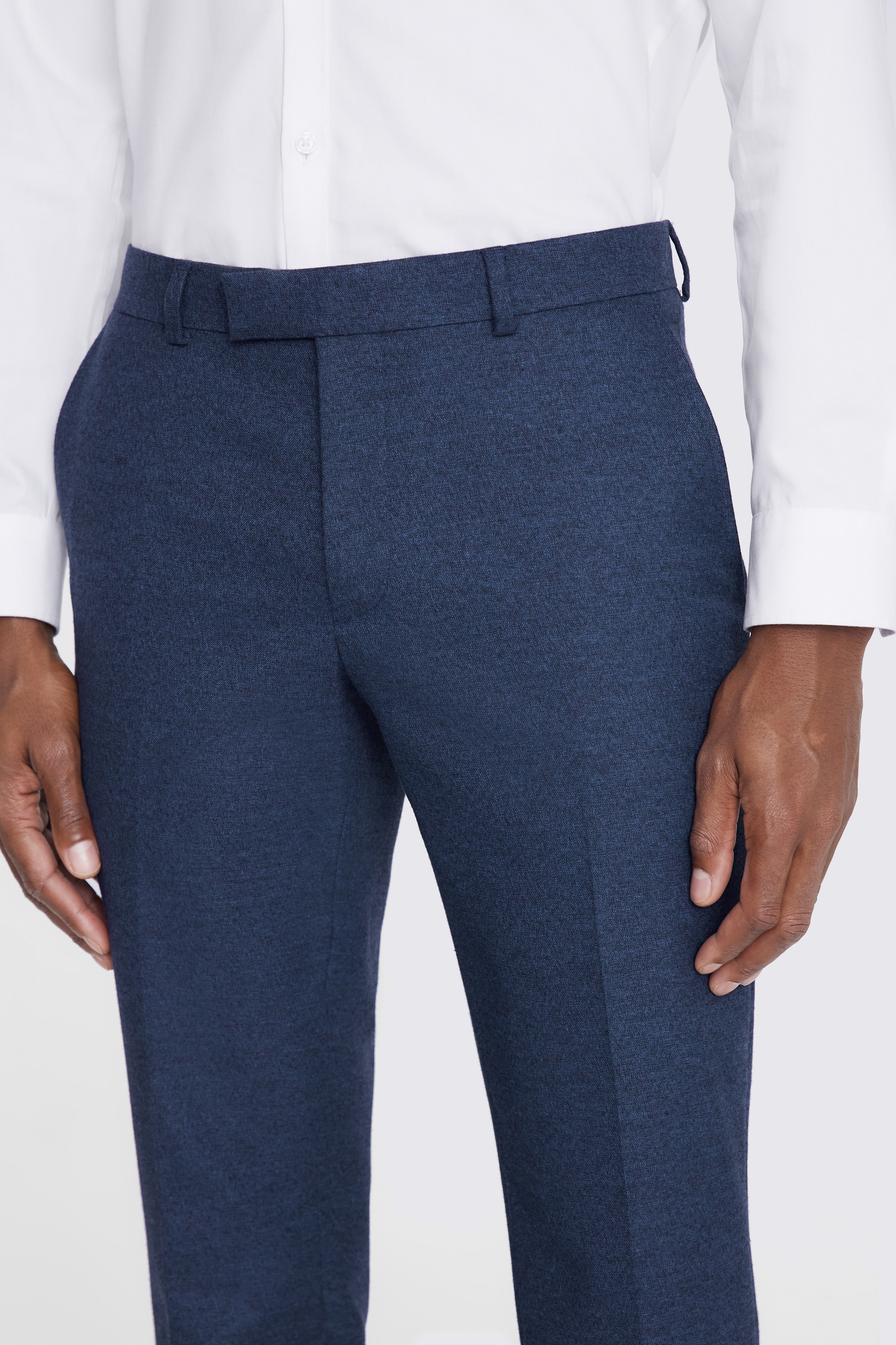 Slim Fit Blue Flannel Trousers | Buy Online at Moss