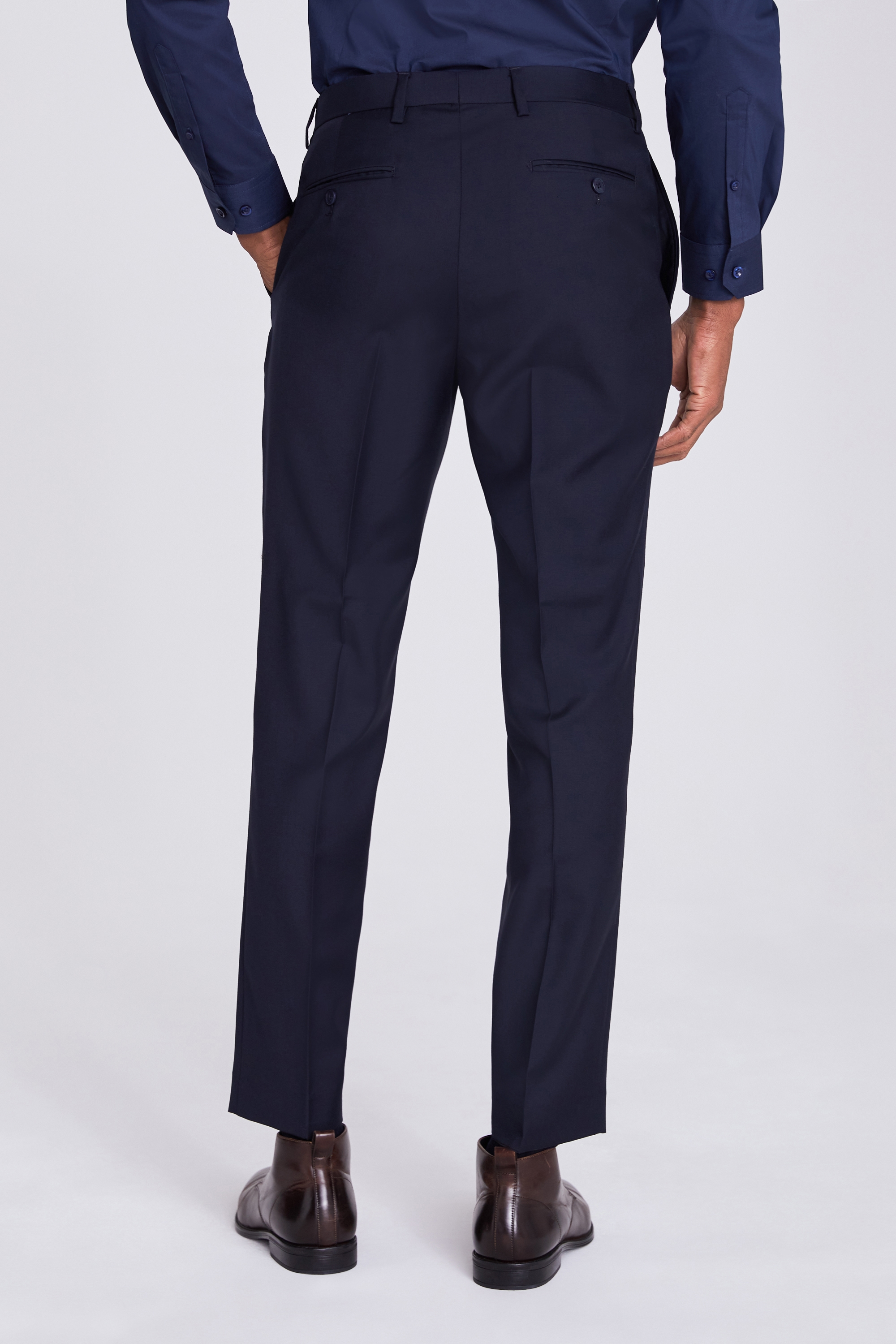Tailored Fit Navy Wool Trousers | Buy Online at Moss