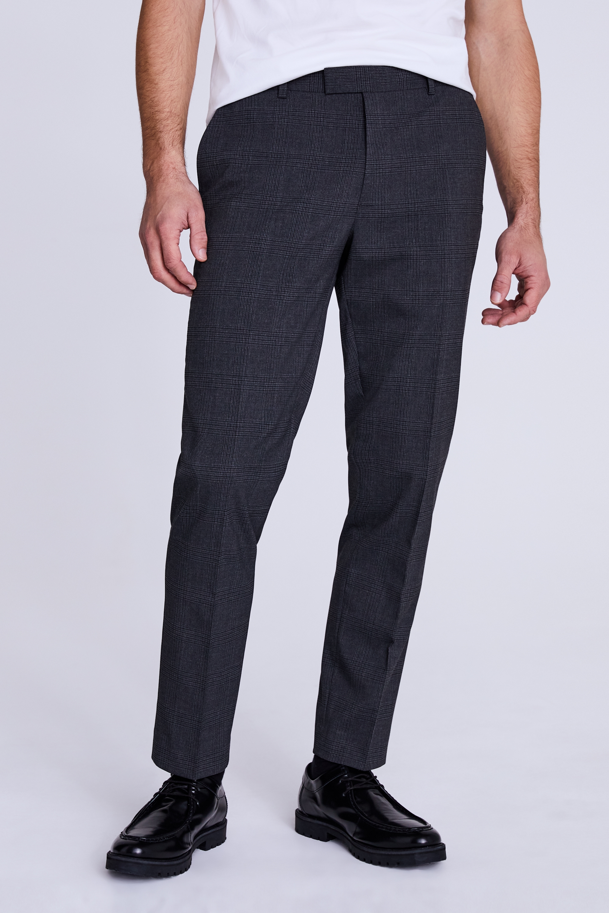 Tailored Fit Grey Check Pant